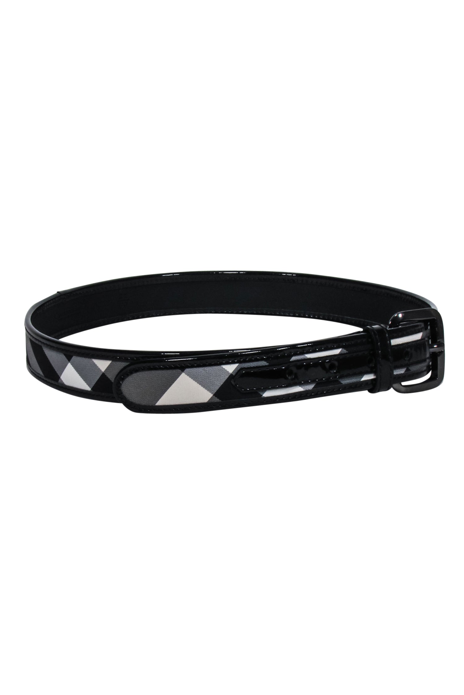 Gorgeous Burberry Black & Grey Plaid Belt - Size 4