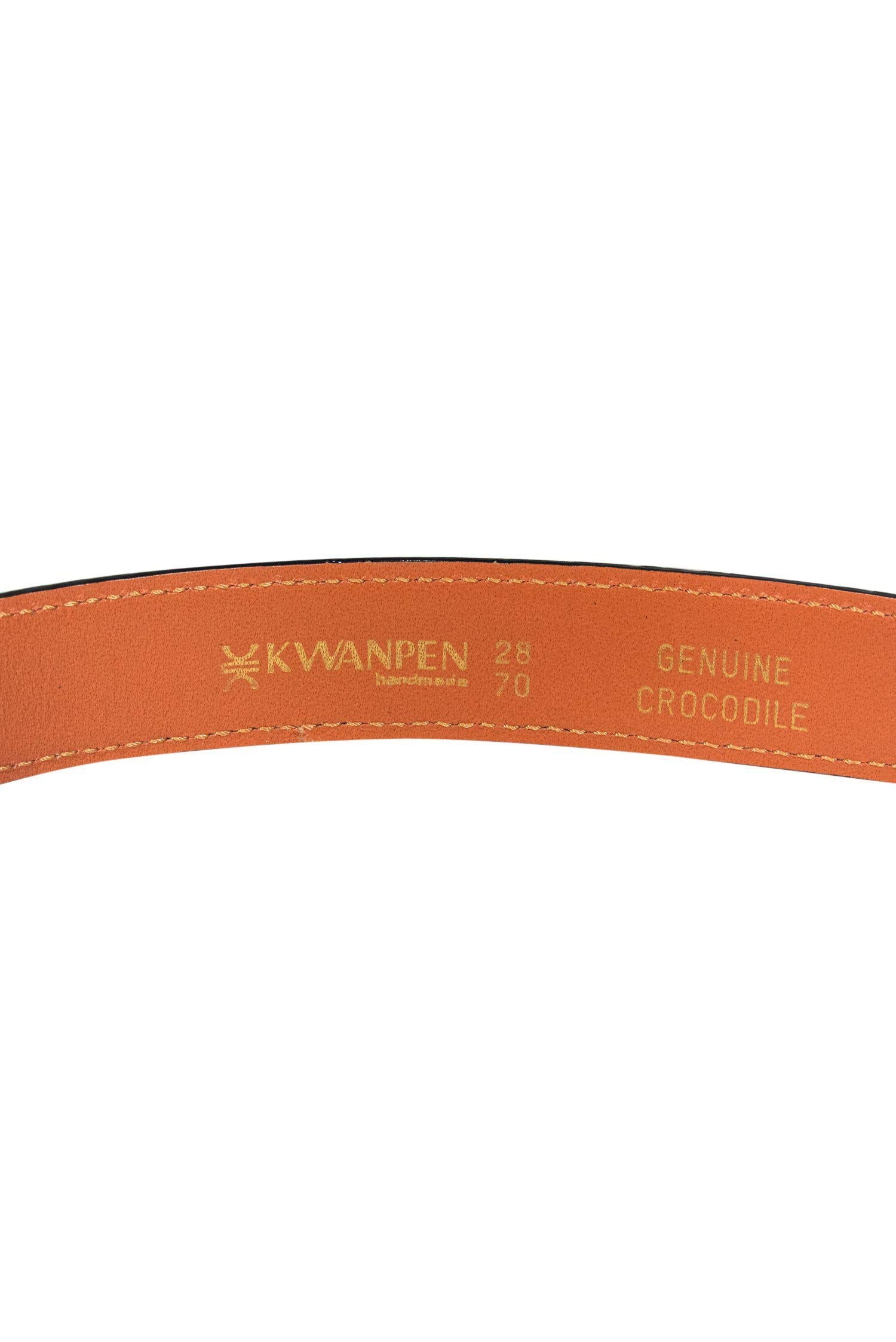 Kwanpen Glamorous Gray Crocodile Golden Buckle Belt