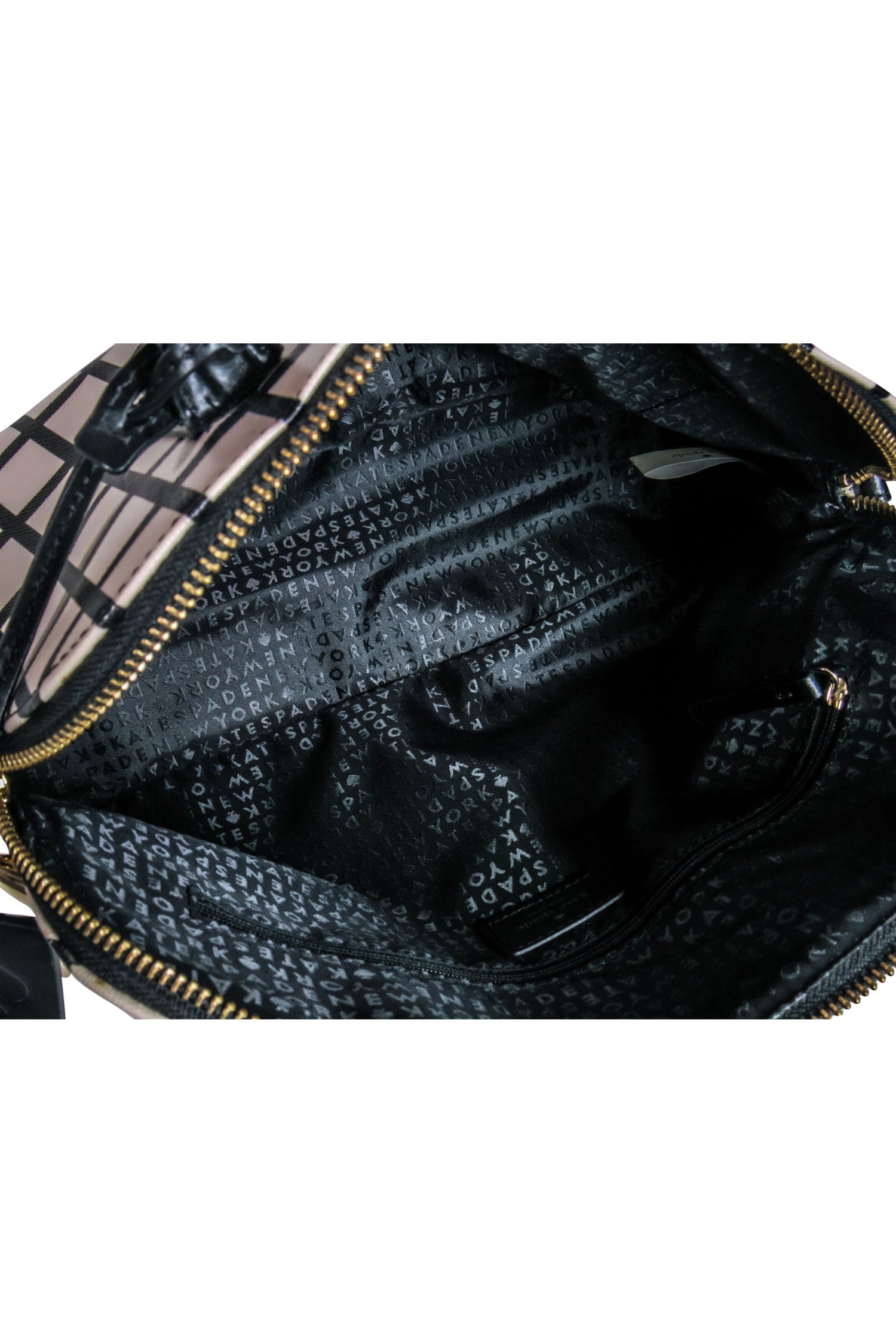 Kate Spade's Charming Beige & Black Checkered Saffiano Leather Handbag