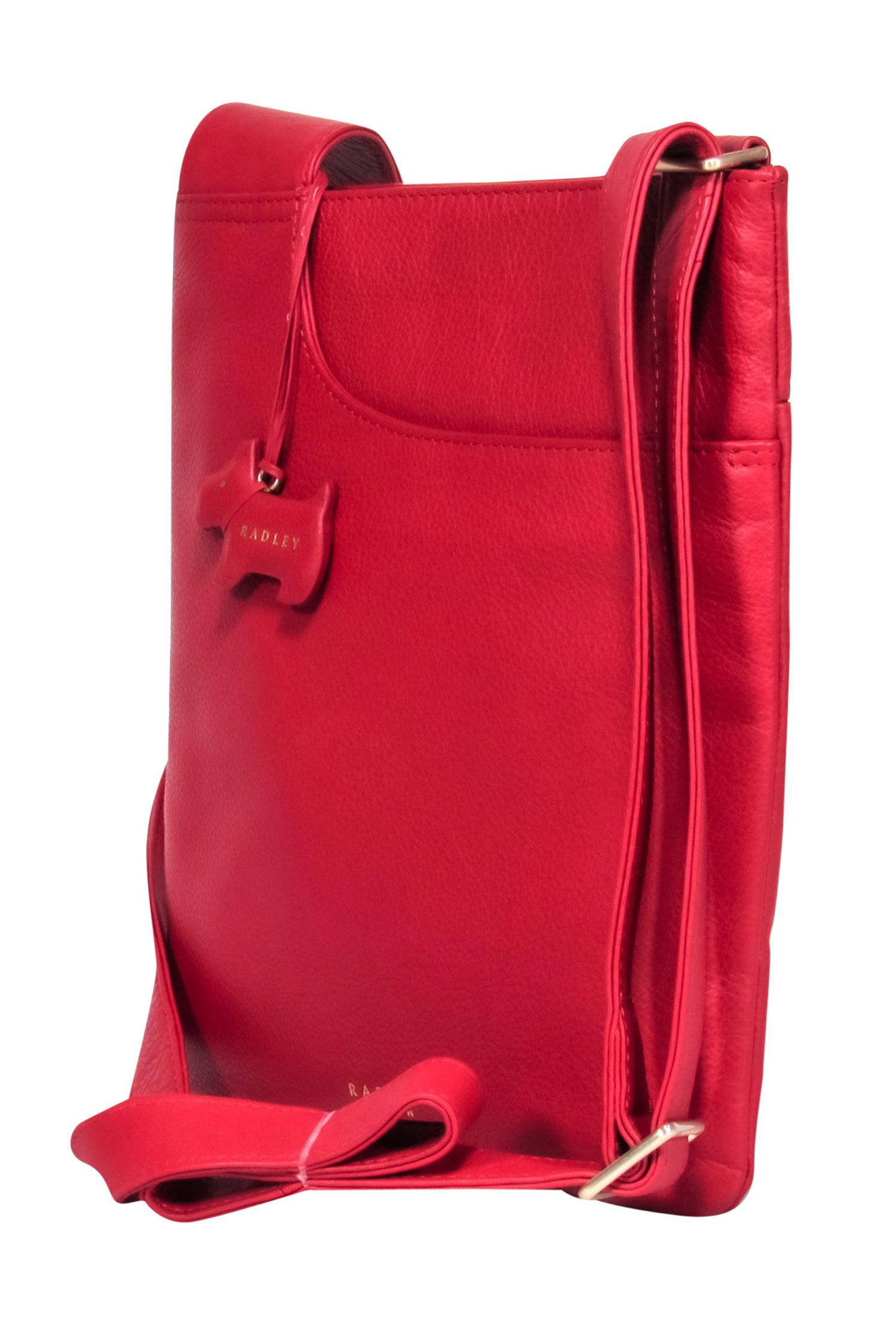 Radley London - Stunning Red Leather Shoulder Bag with Adorable Dog Logo Charm
