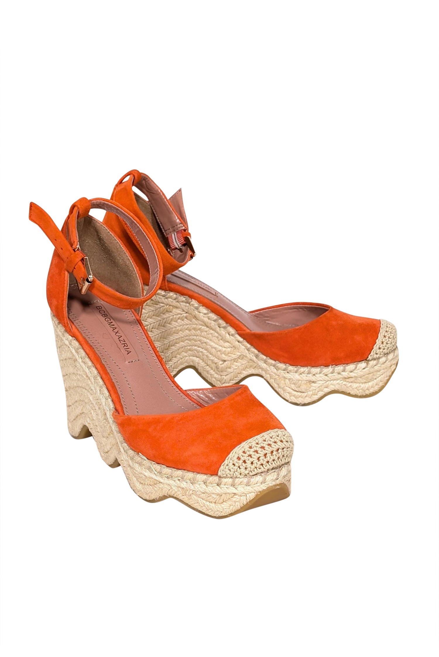 BCBG Max Azria Orange Suede Espadrille Wedges - Size 7 for Summer Style