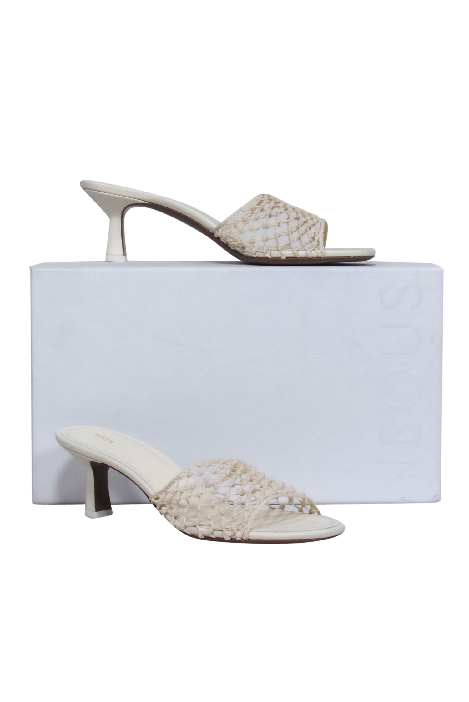 Neous Cream Woven Mule Heels - Size 8.5