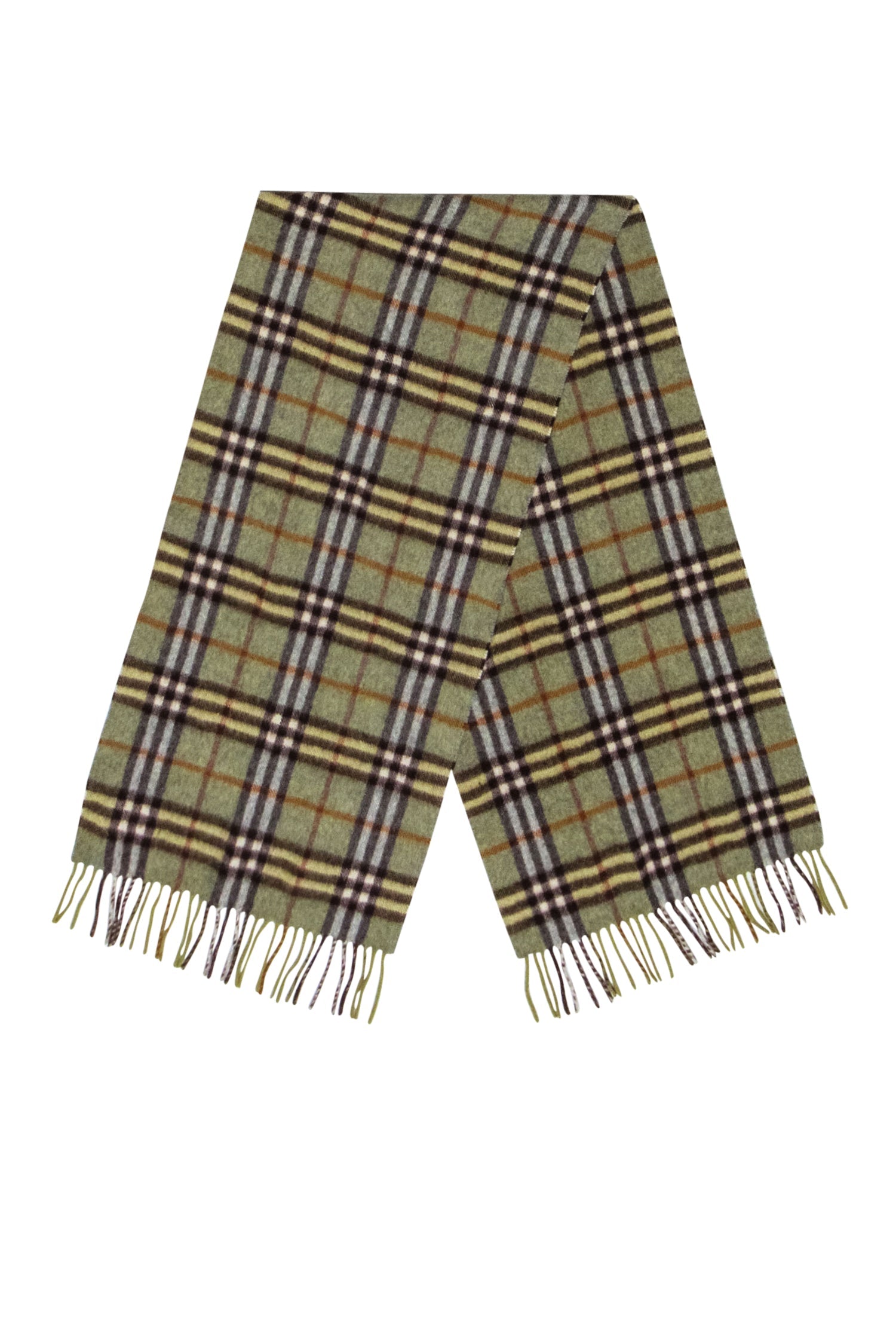 Burberry's Luxurious Green & Brown Plaid Cashmere Scarf
