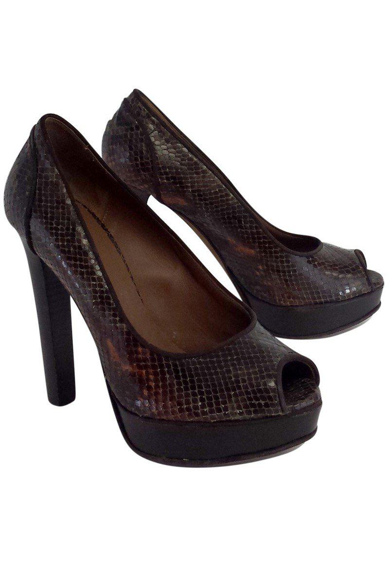 Donald J Pliner's Stunning Dark Brown Snakeskin Leather Pumps in Size 9 - Grab Yours Now!