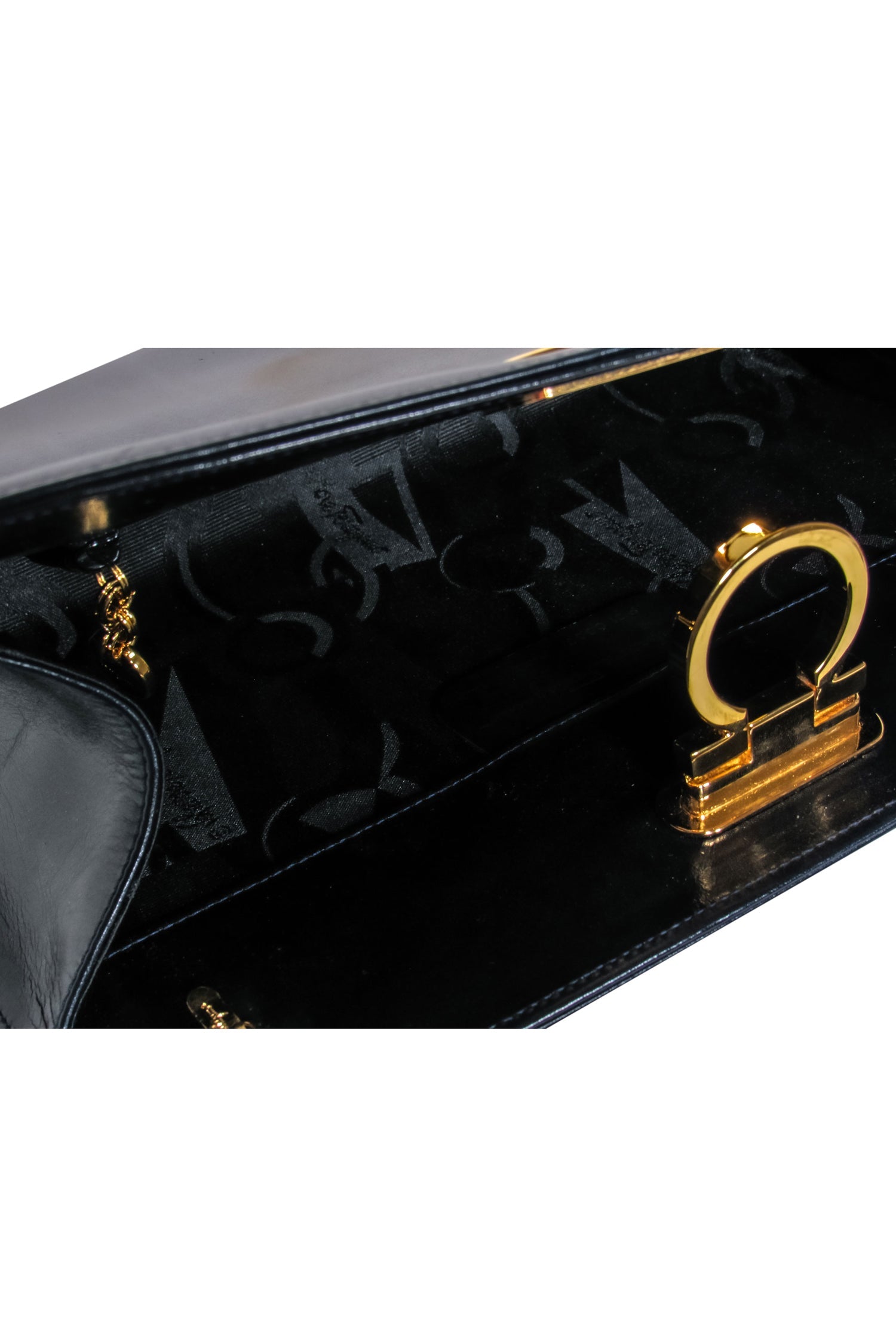Ferragamo - Stunning Black Leather Dina Clutch-Style Crossbody with Chain Strap