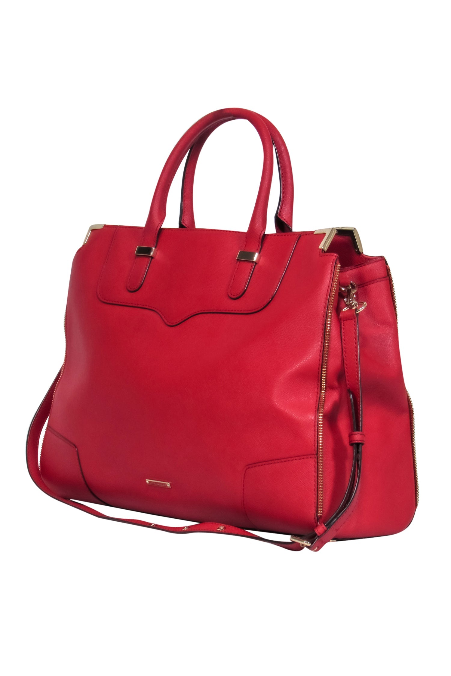 Rebecca Minkoff's Stunning Bright Red Convertible Leather Tote with Zipper Trim