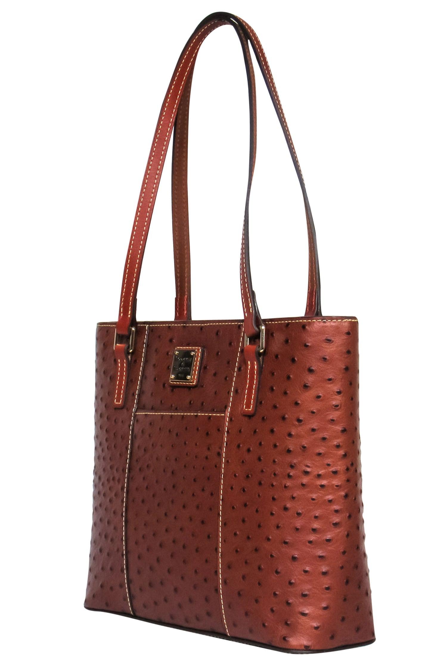 Dooney & Bourke - Stunning Brown Ostrich Leather Shoulder Zipper Tote
