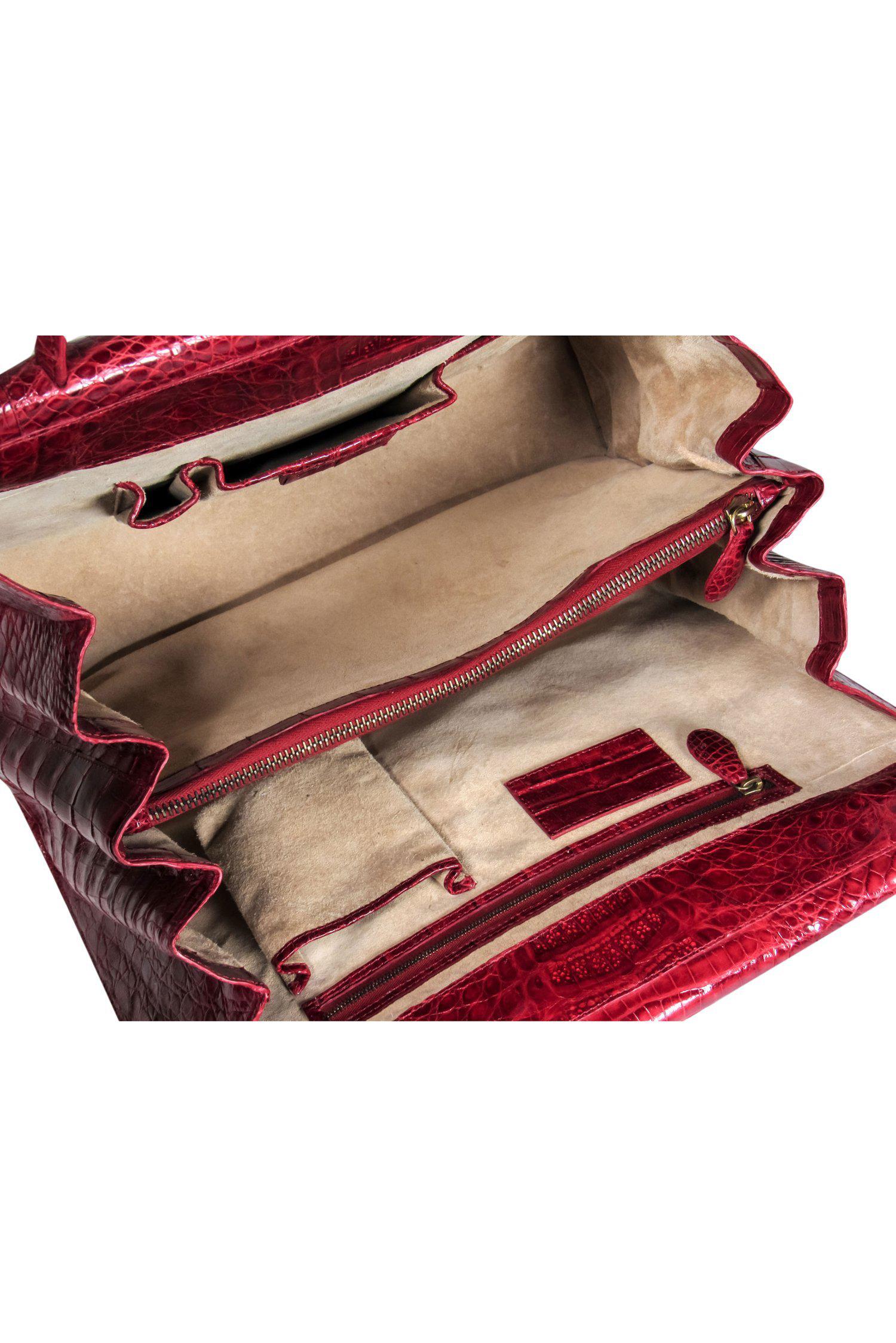 Nancy Gonzalez - Stunning Red Croc Leather Structured Handbag