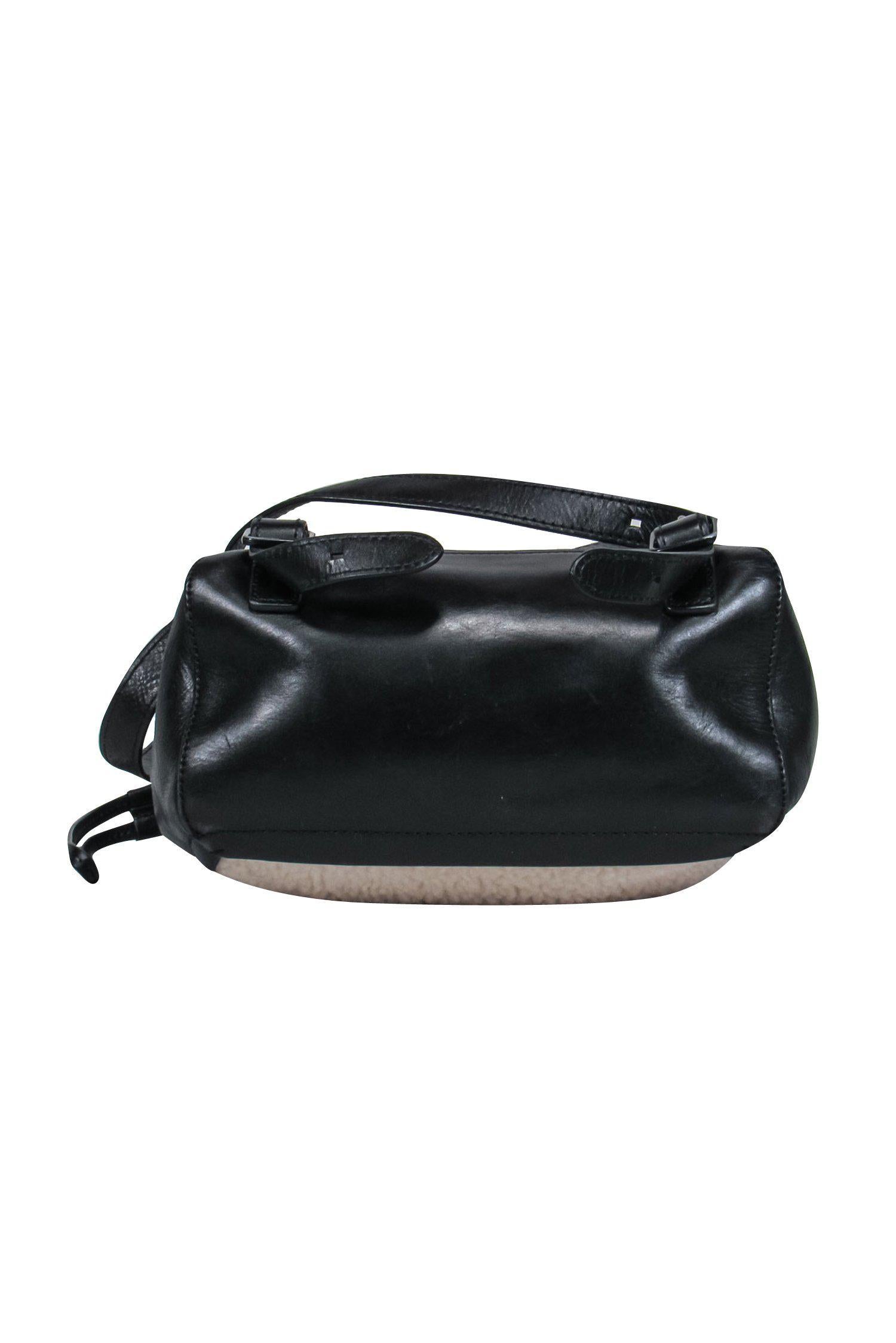 Loeffler Randall's Chic Black Leather Backpack with Fuzzy Shearling
