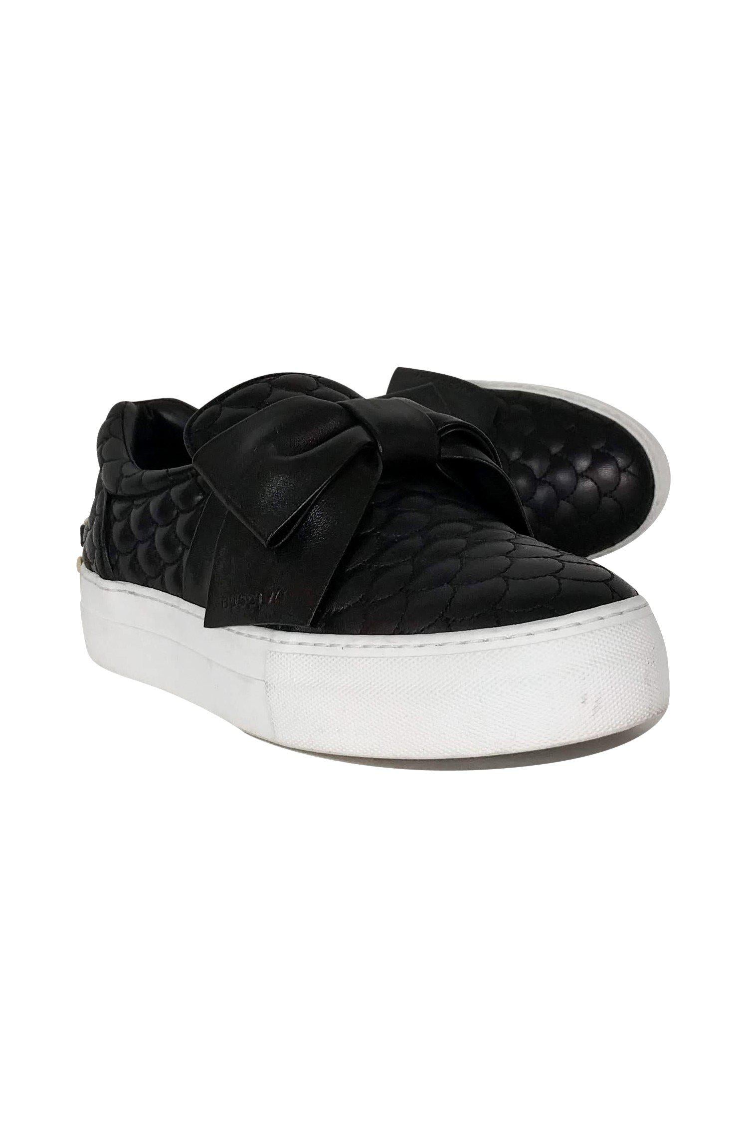 Buscemi's Stunning Black Quilted Bow Skate Sneakers - Size 9