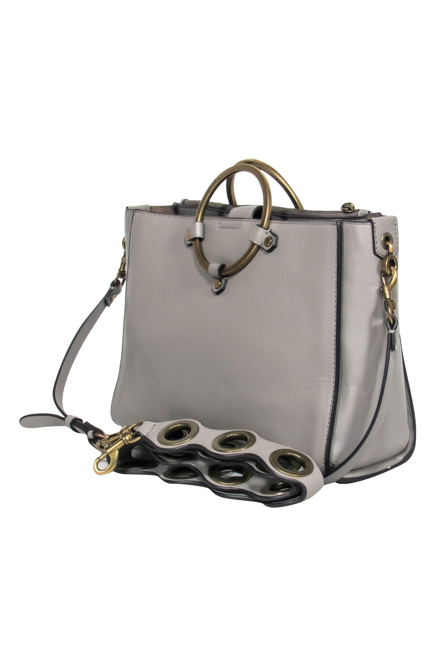 Rebecca Minkoff Grey Convertible Leather Crossbody Bag with Circle Handle