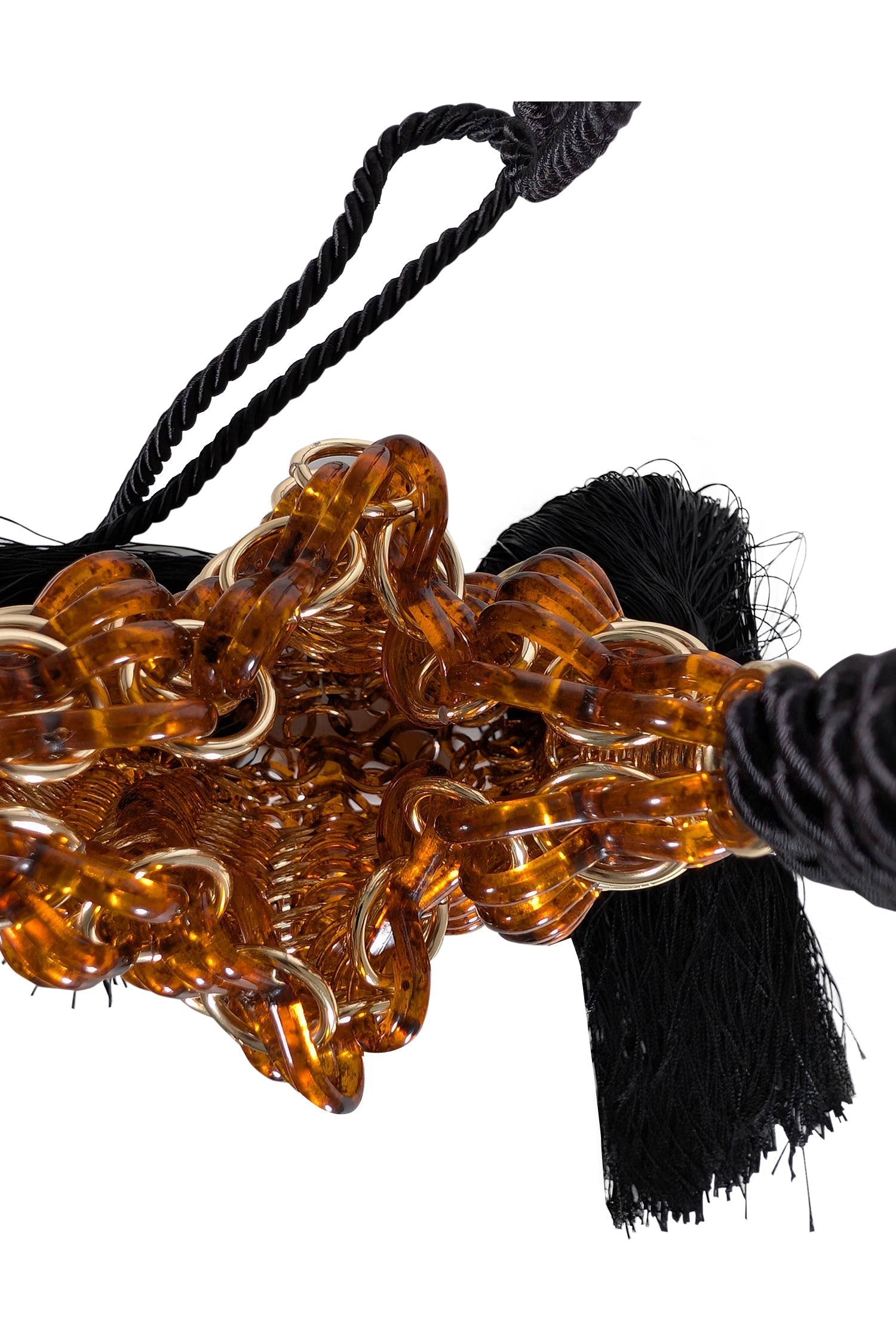 Carolina Santo Domingo - Stunning Brown Resin Luisella Crossbody Bag with Tassels