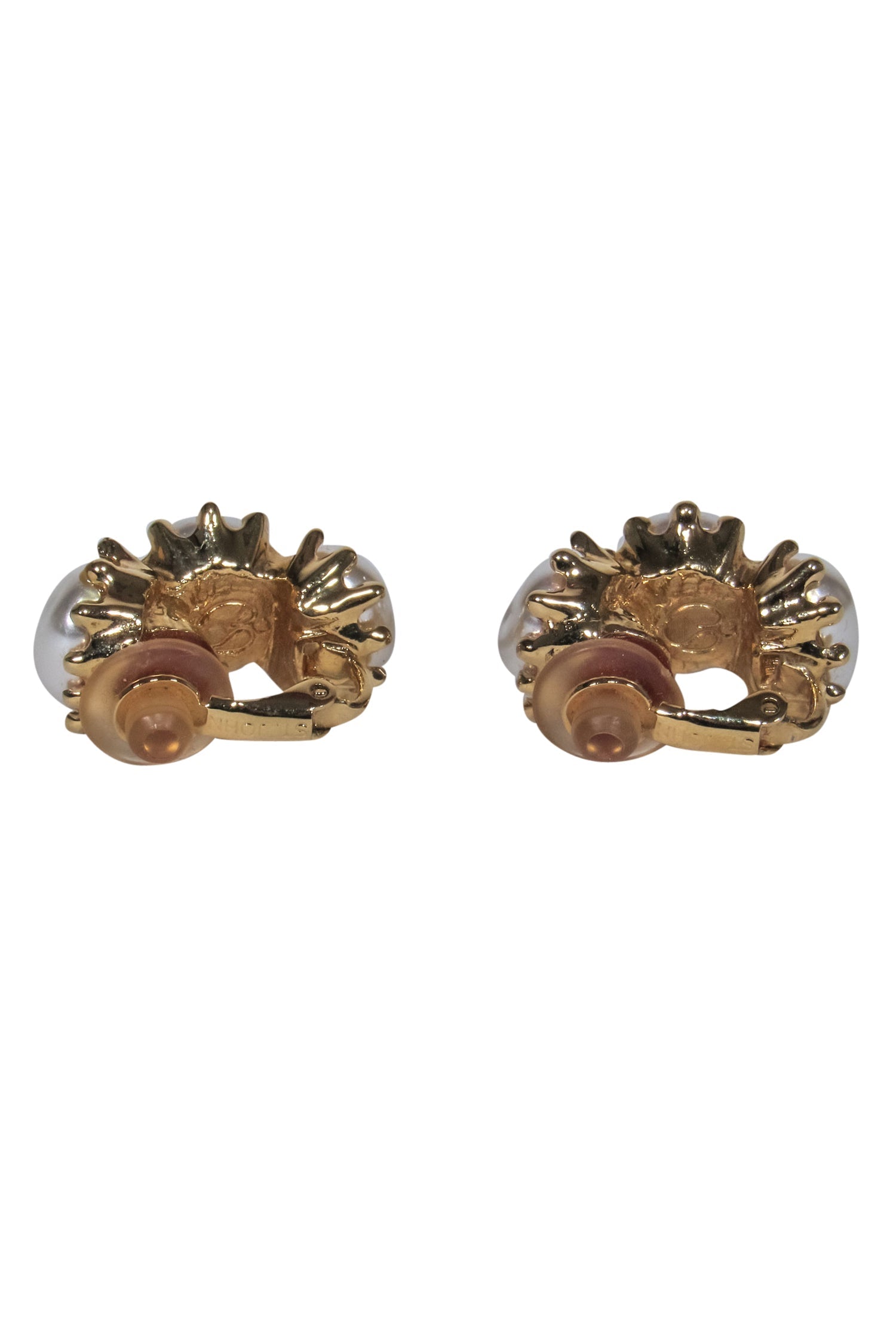 St. John's Enchanting Gold & Faux Pearl Clip-On Hoop Earrings