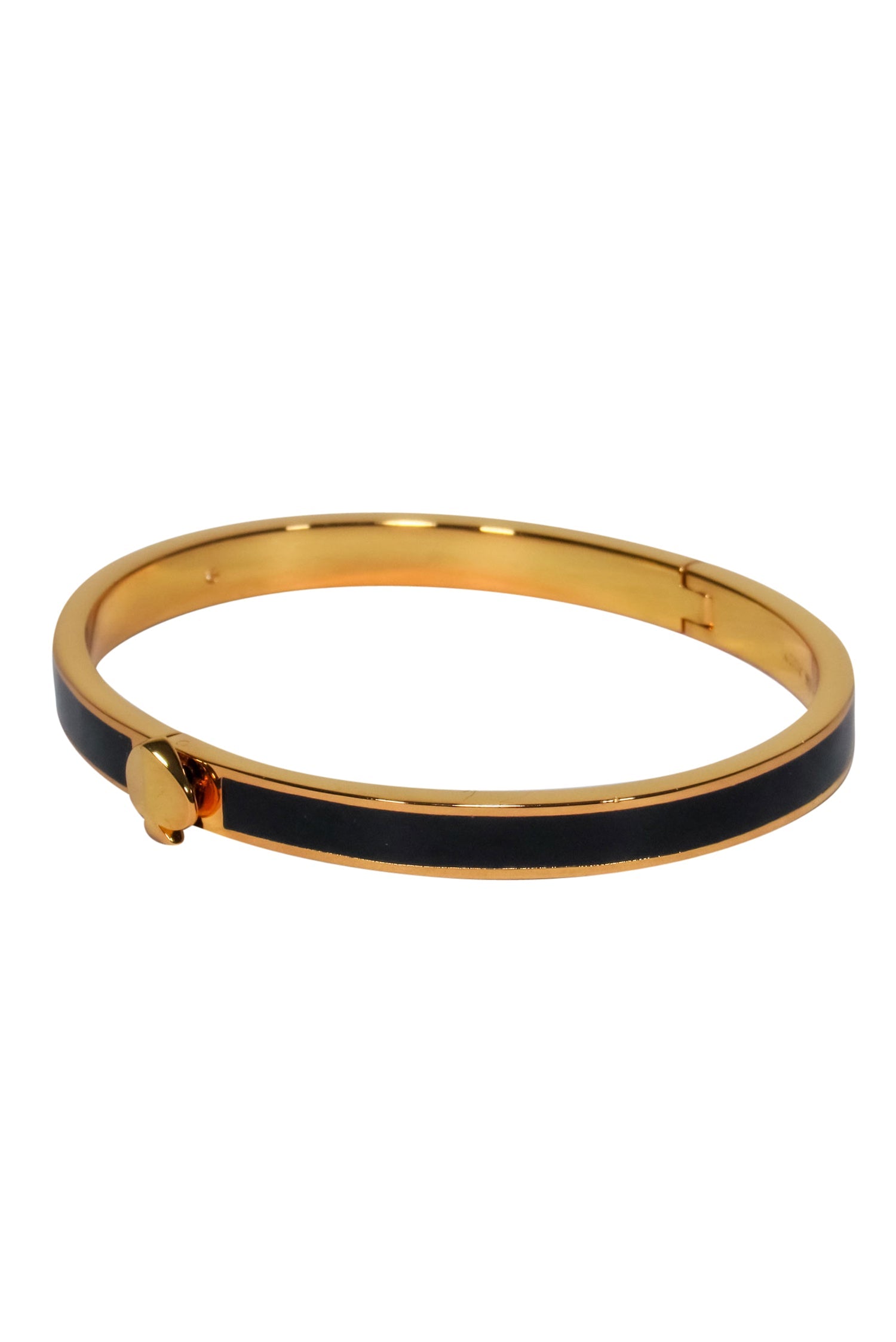 Kate Spade's Stunning Gold-Toned Bangle with Black Enamel and Spade Closure