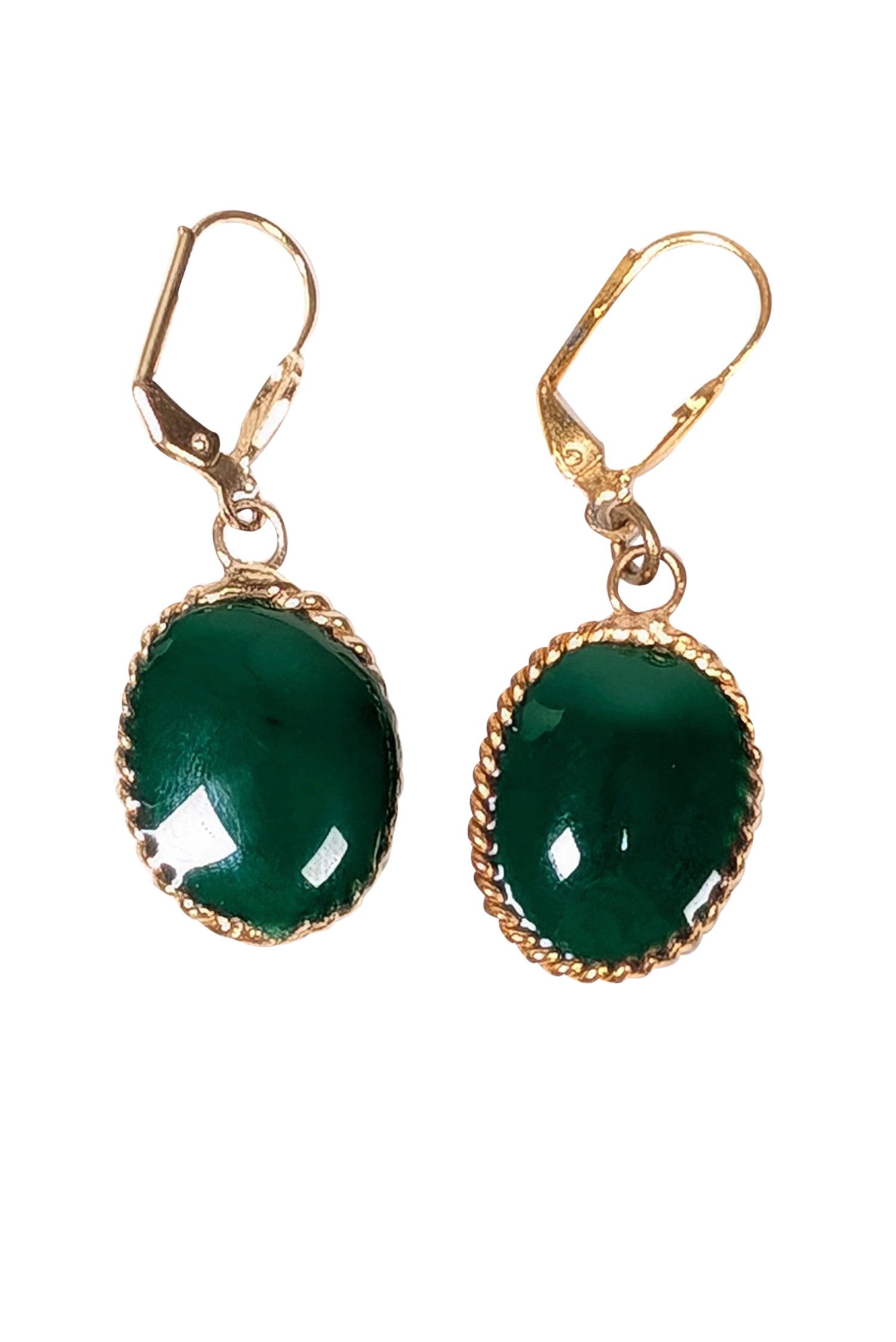 Marguerite de Valois Gold & Green Dangle Earrings - Enchanting Elegance