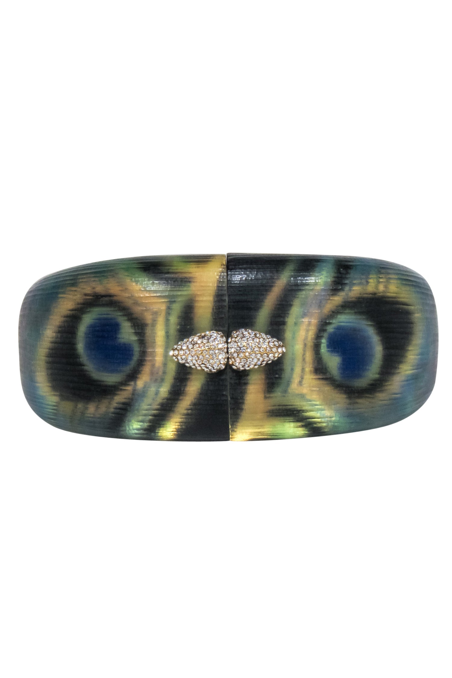 Alexis Bittar's Stunning Lucite Peacock Feather Chunky Bracelet