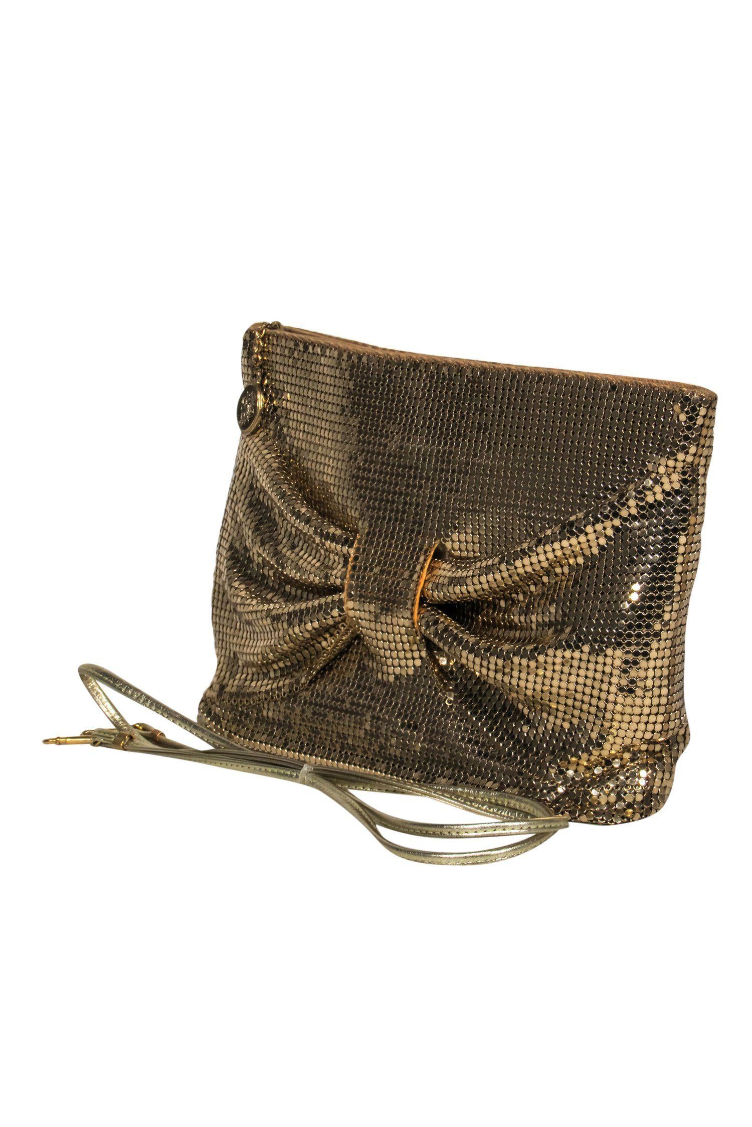 Whiting & Davis - Stunning Gold Chainmail Bow Convertible Crossbody Bag