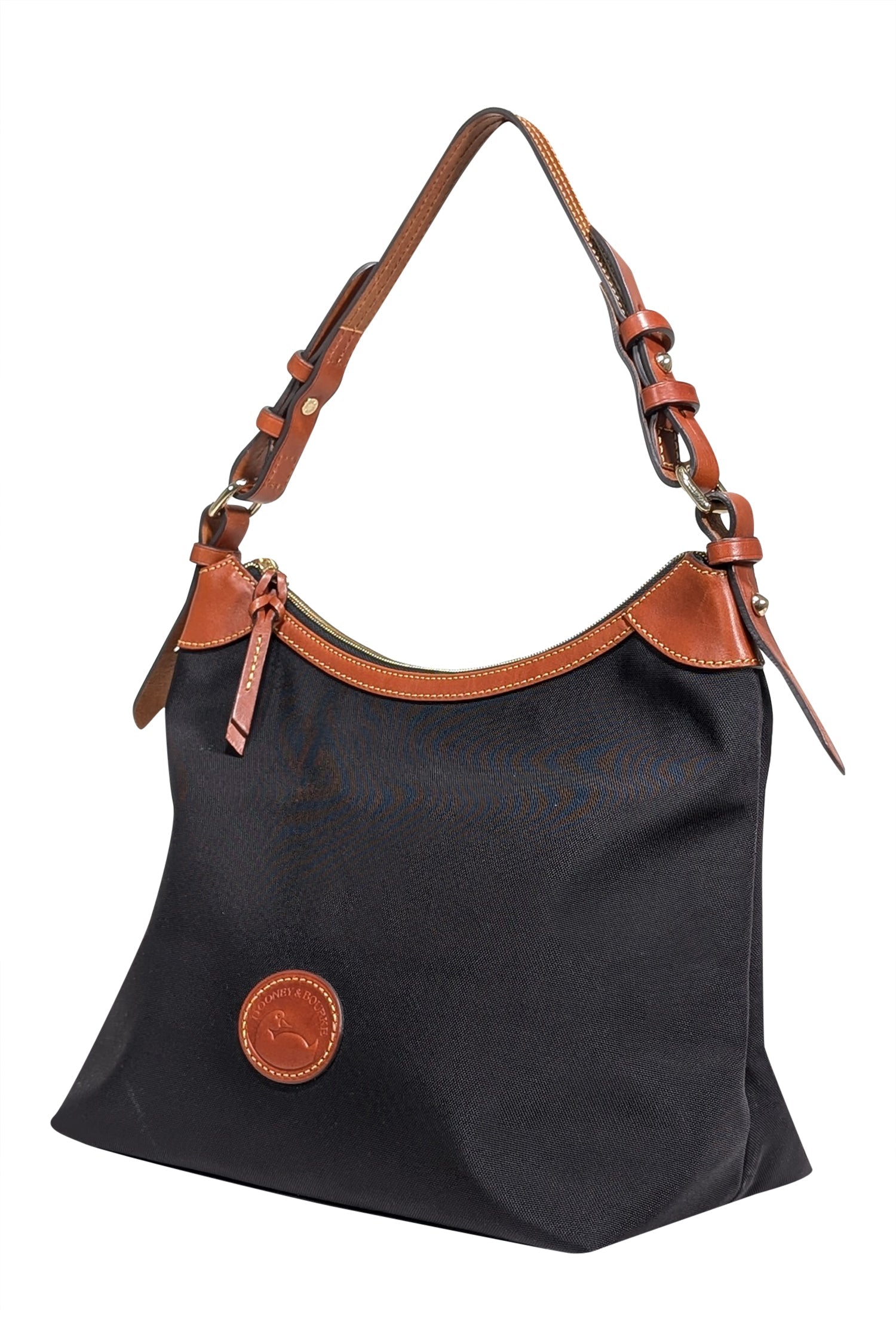 Dooney & Bourke - Stylish Black Canvas Shoulder Bag with Leather Accents