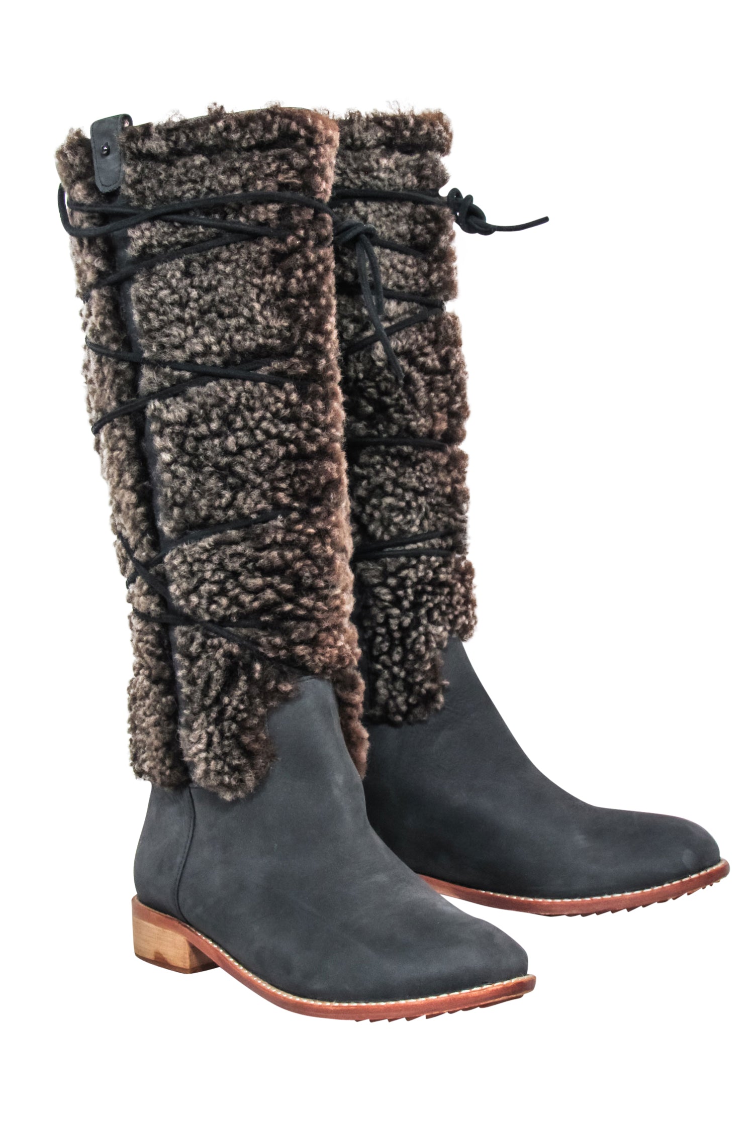 Matt Bernson Alpenglow Shearling Shaft Boots - Grey & Brown, Size 6.5