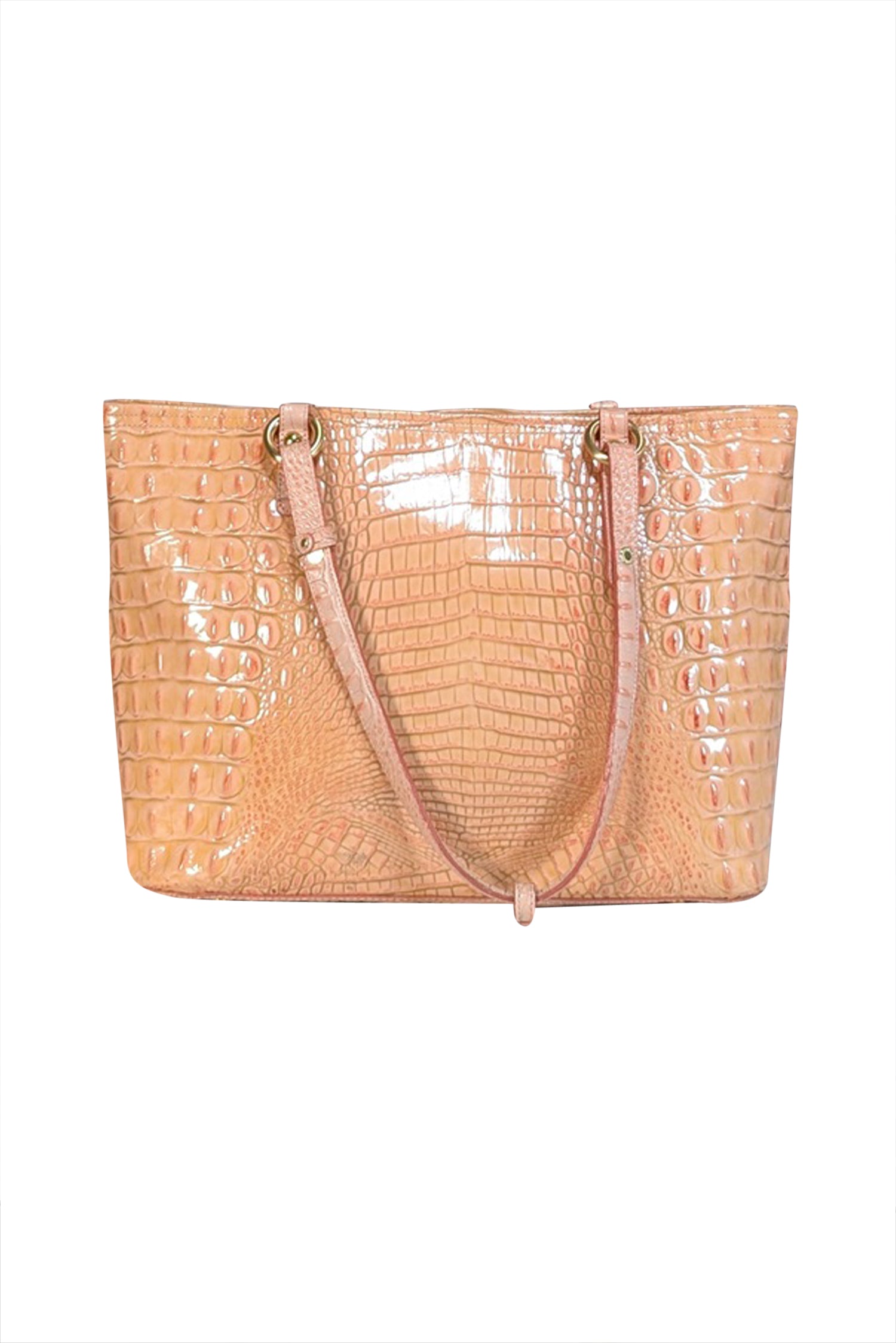 Brahmin - Stunning Peach Pink Croc-Embossed Leather Tote Bag