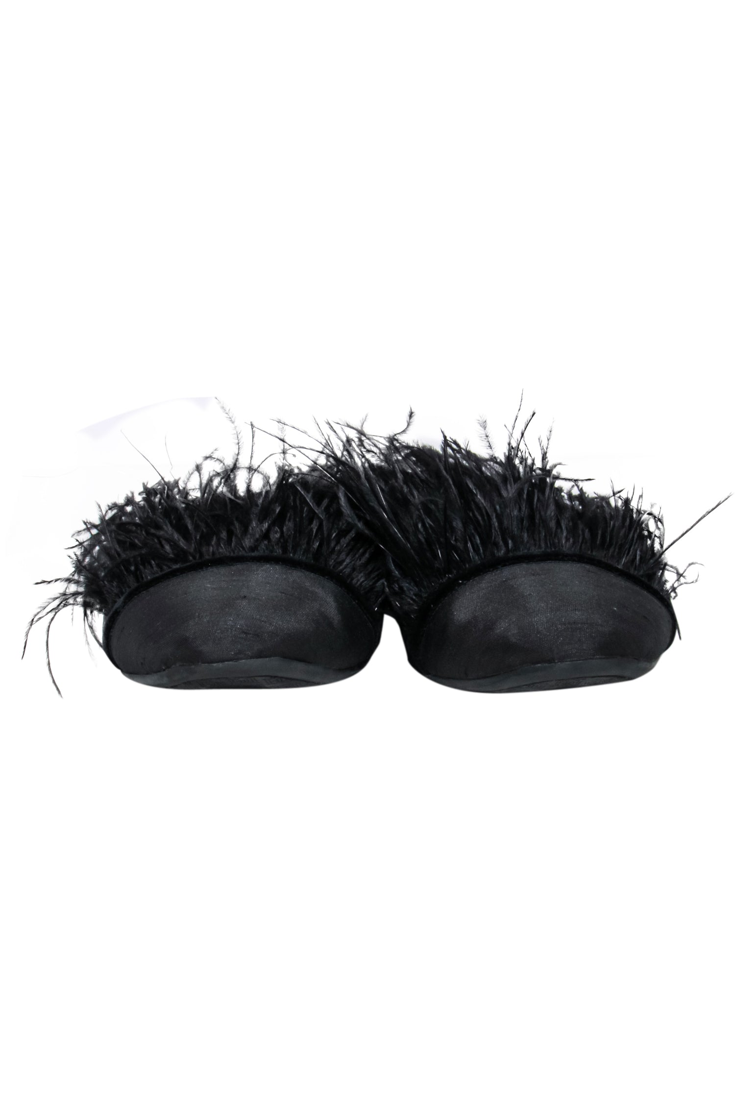 Birdie Black Feather-Trimmed Flat Mule Shoes - Size 6: Fashionable Footwear!