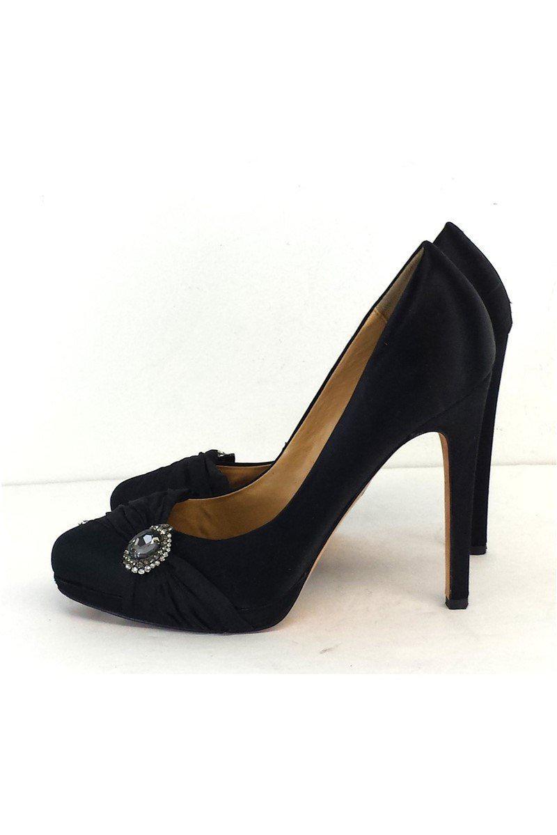 Gorgeous Badgley Mischka Black Satin & Jewel Heels - Size 9! Grab Yours Now!