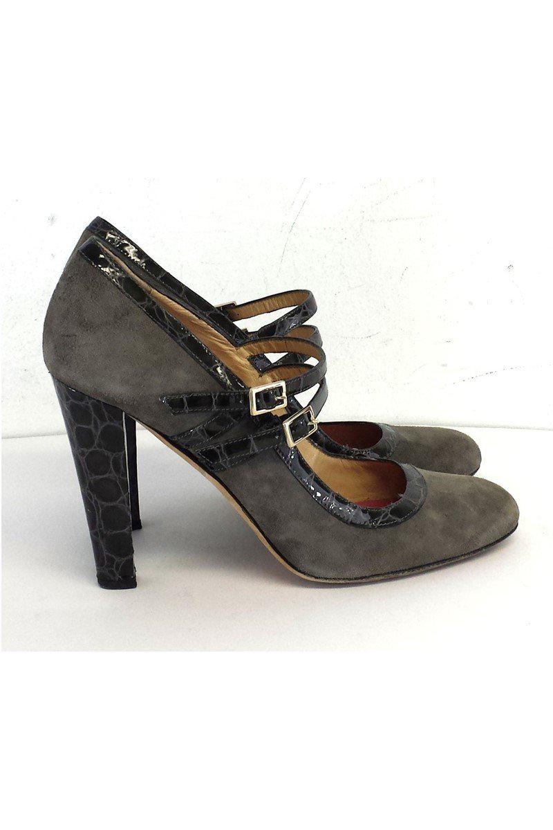 Gorgeous Kate Spade Grey Suede & Croc Mary Janes - Size 10!