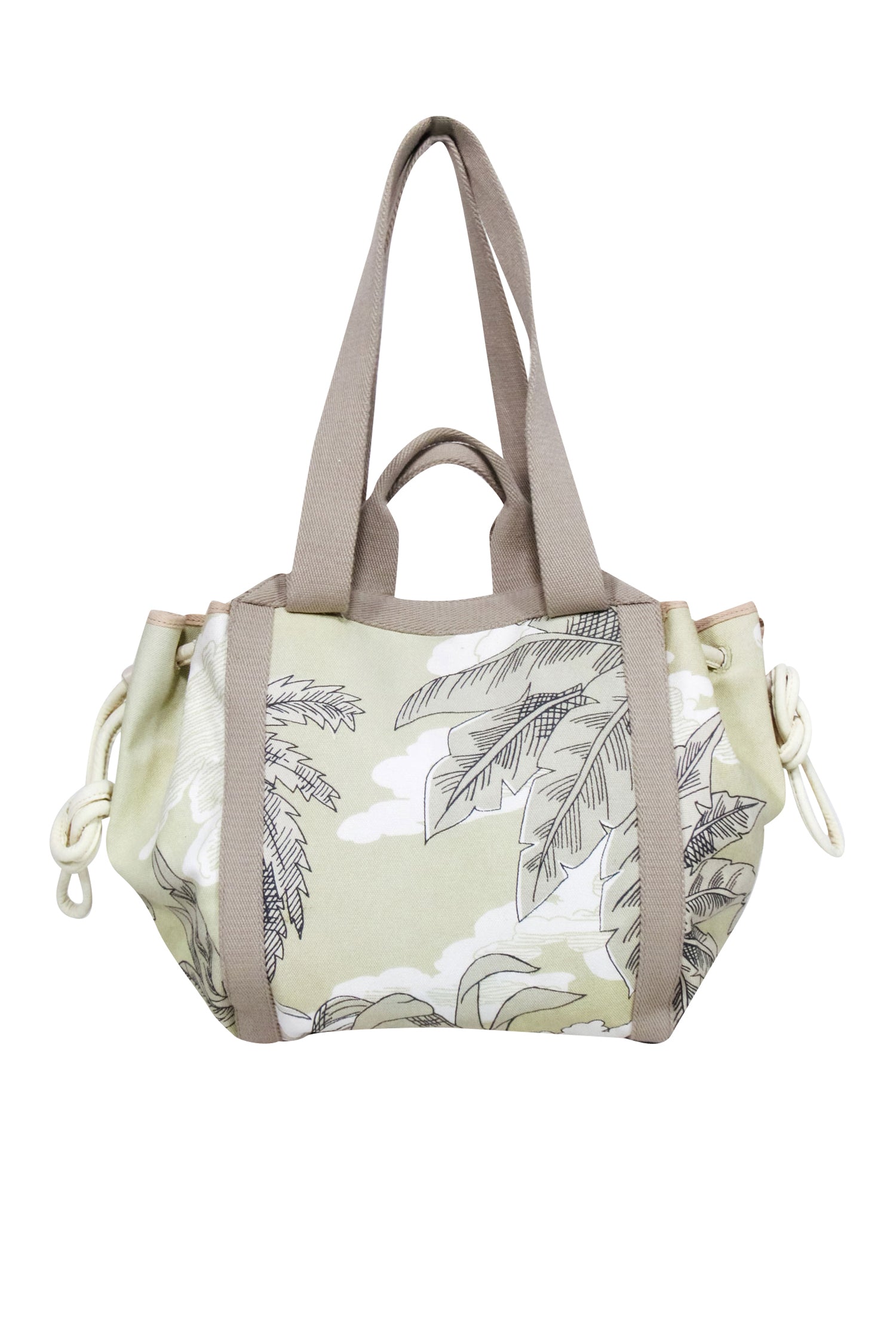 Inoui Editions - Tropical Paradise Drawstring Bag in Beige, Cream & Light Green