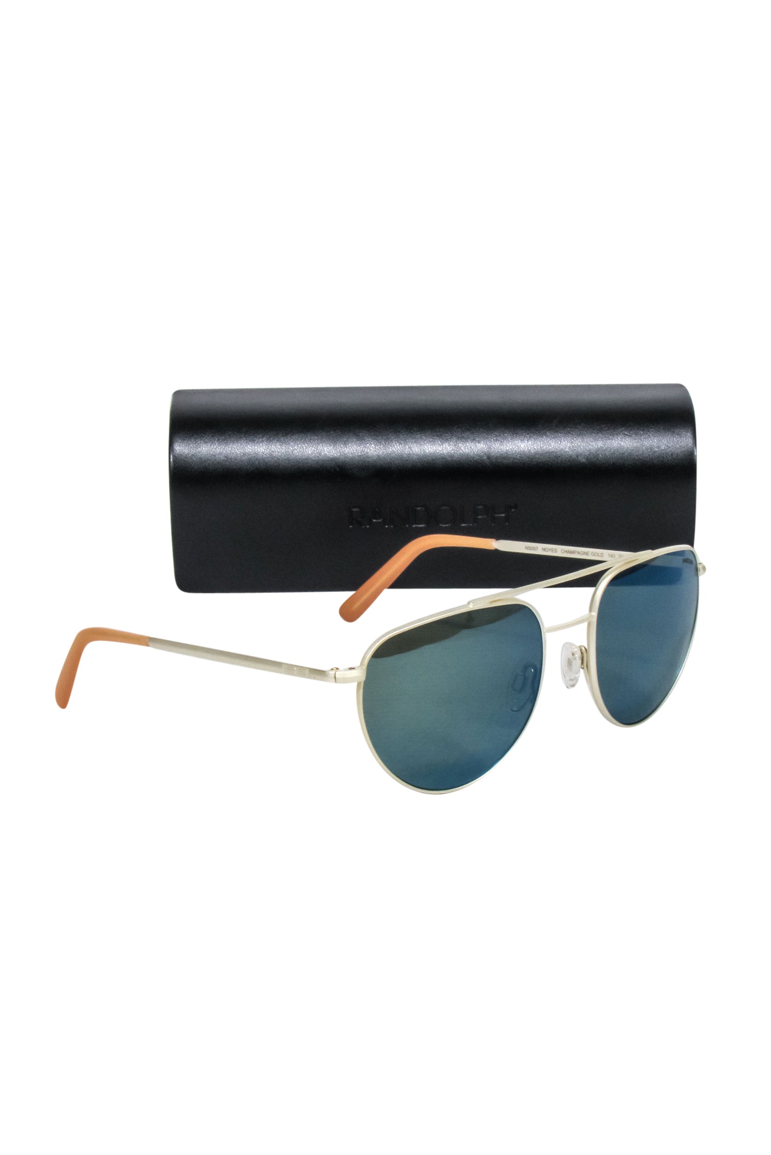 Randolph Gold Frame Aviator Sunglasses with Stunning Blue Lenses