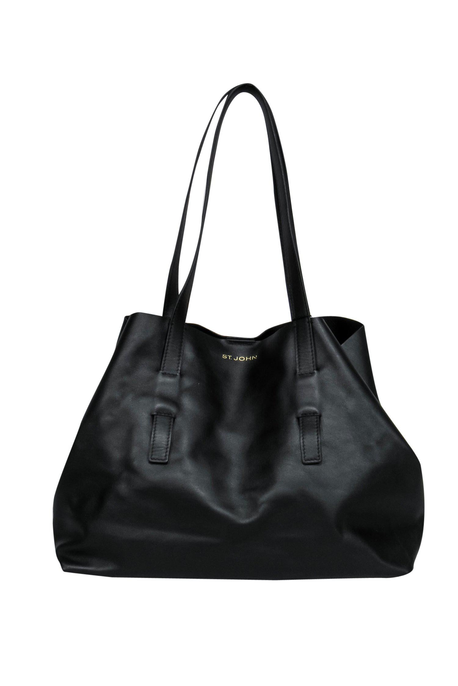 St. John's Elegant Large Black Leather Tote