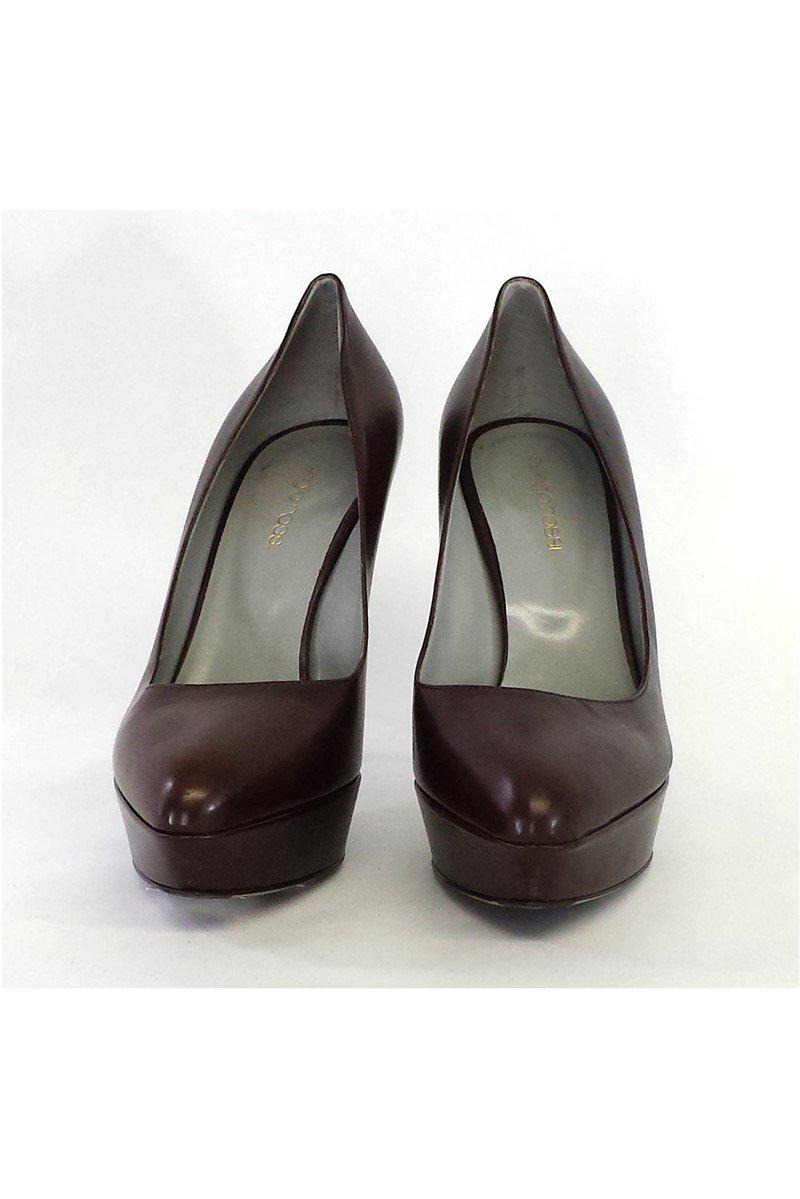 Gorgeous Sergio Rossi Brown Leather Pointed Toe Platform Pumps in Size 7.5 - Grab Yours Now!