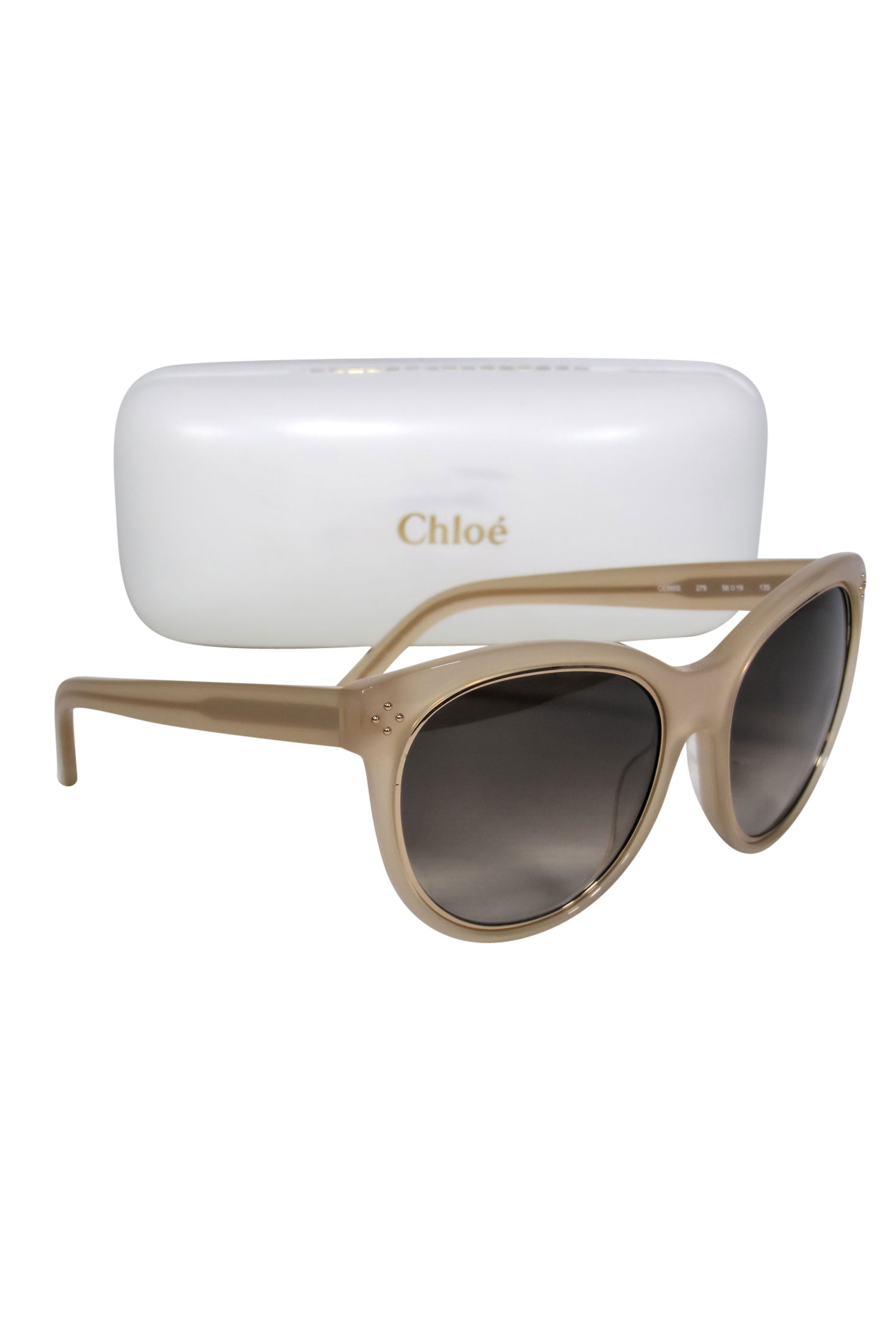 Chloe's Stunning Beige Studded Cat Eye Sunglasses
