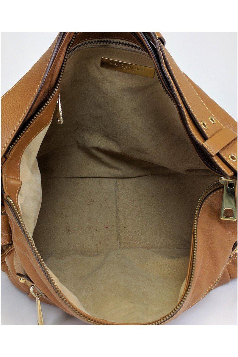 Marc Jacobs Brown Leather Shoulder Purse with Stunning Gold Hardware