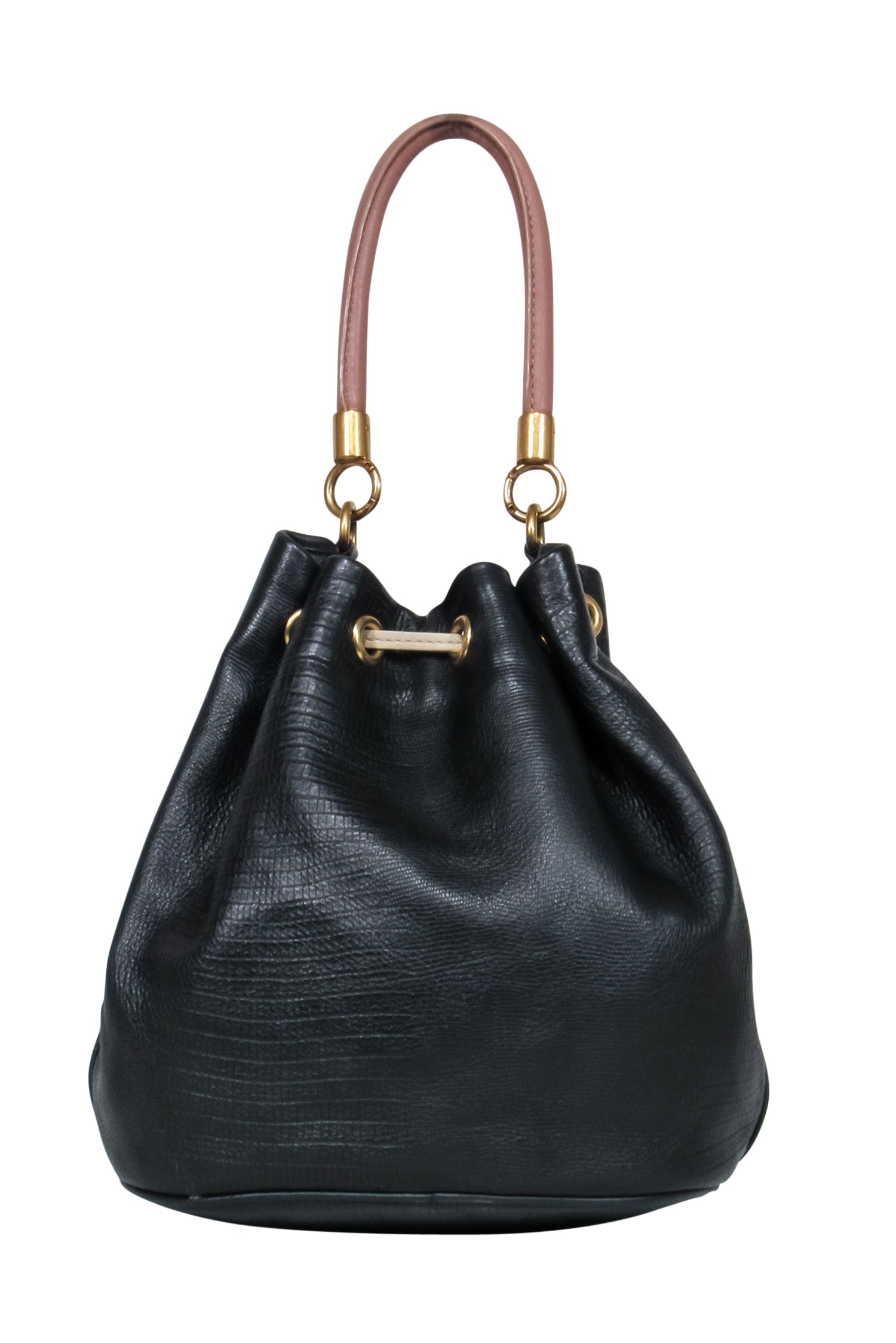 Marc by Marc Jacobs: Black Textured Leather Drawstring Bucket Bag - A Fashion Must-Have!