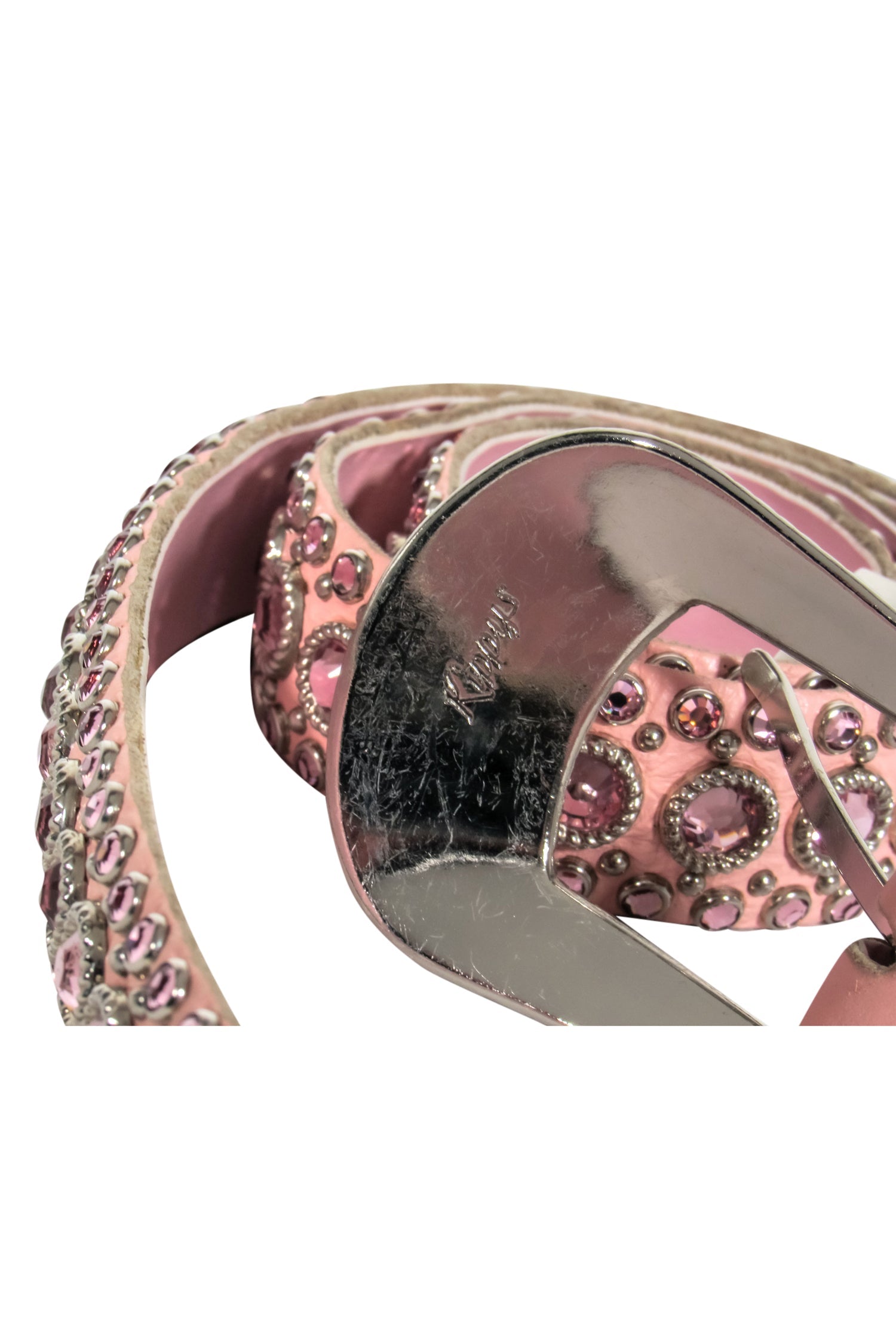 Kippys Pink Leather Rhinestone Belt - Size 32: Sparkle in Style!