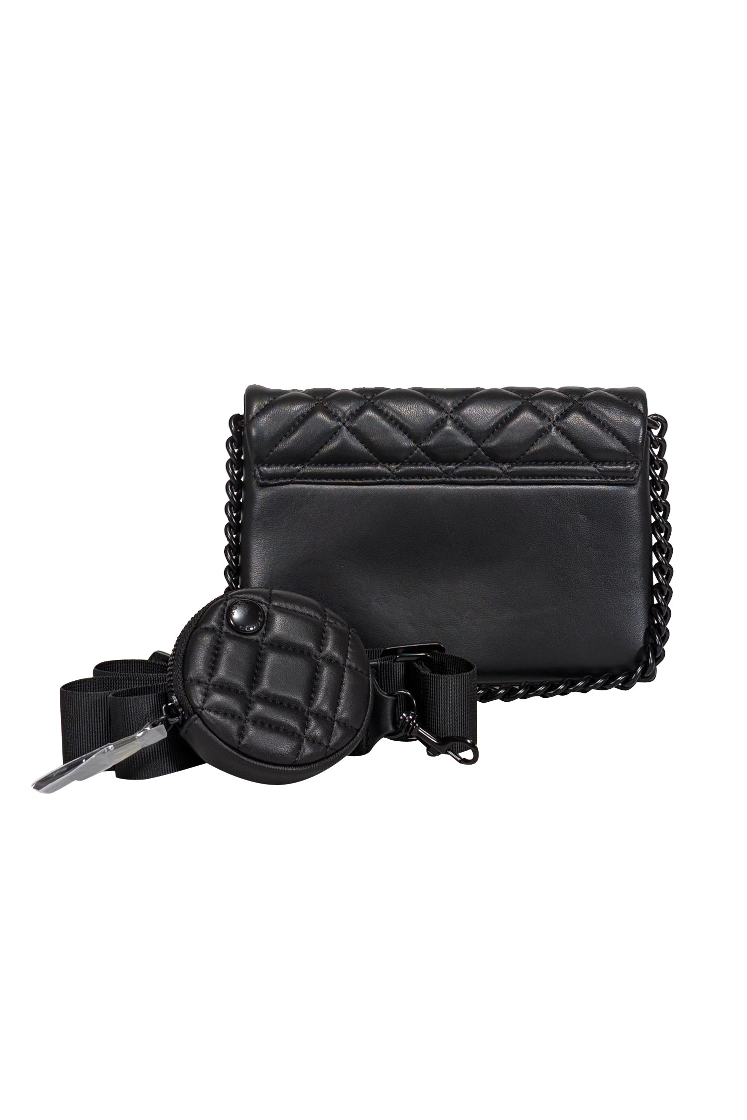 Kurt Geiger - Stylish Matte Black Quilted Mini Brixton Lock Bag