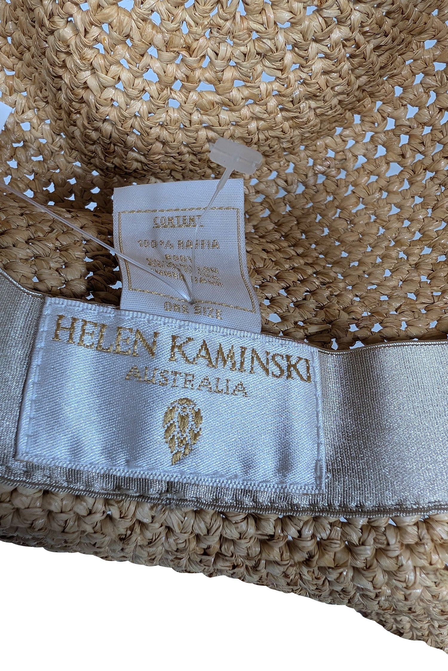 Helen Kaminski - Stunning Beige Woven Raffia Hat with Tie Trim