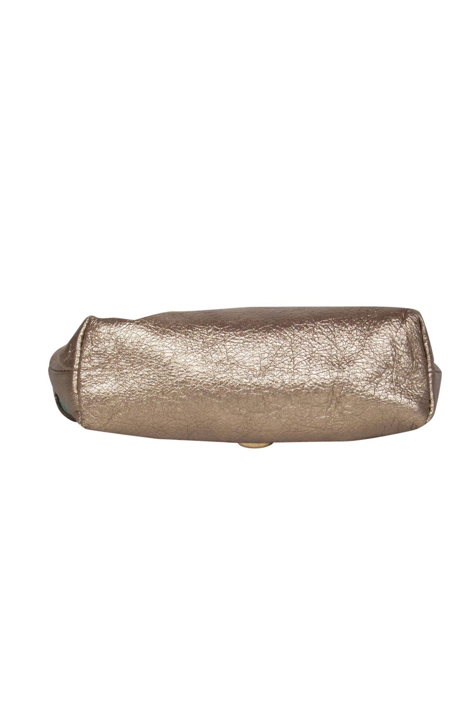 Marc Jacobs Glam Gold Metallic Textured Leather Clasp Pouch - A Must-Have Fashion Accessory