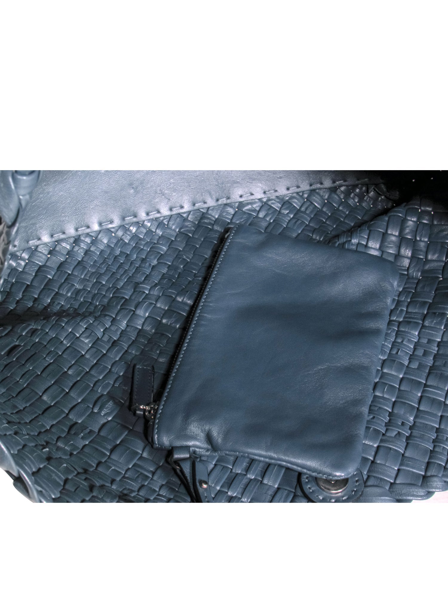 Falor - Stunning Large Blue Woven Leather Tote Bag