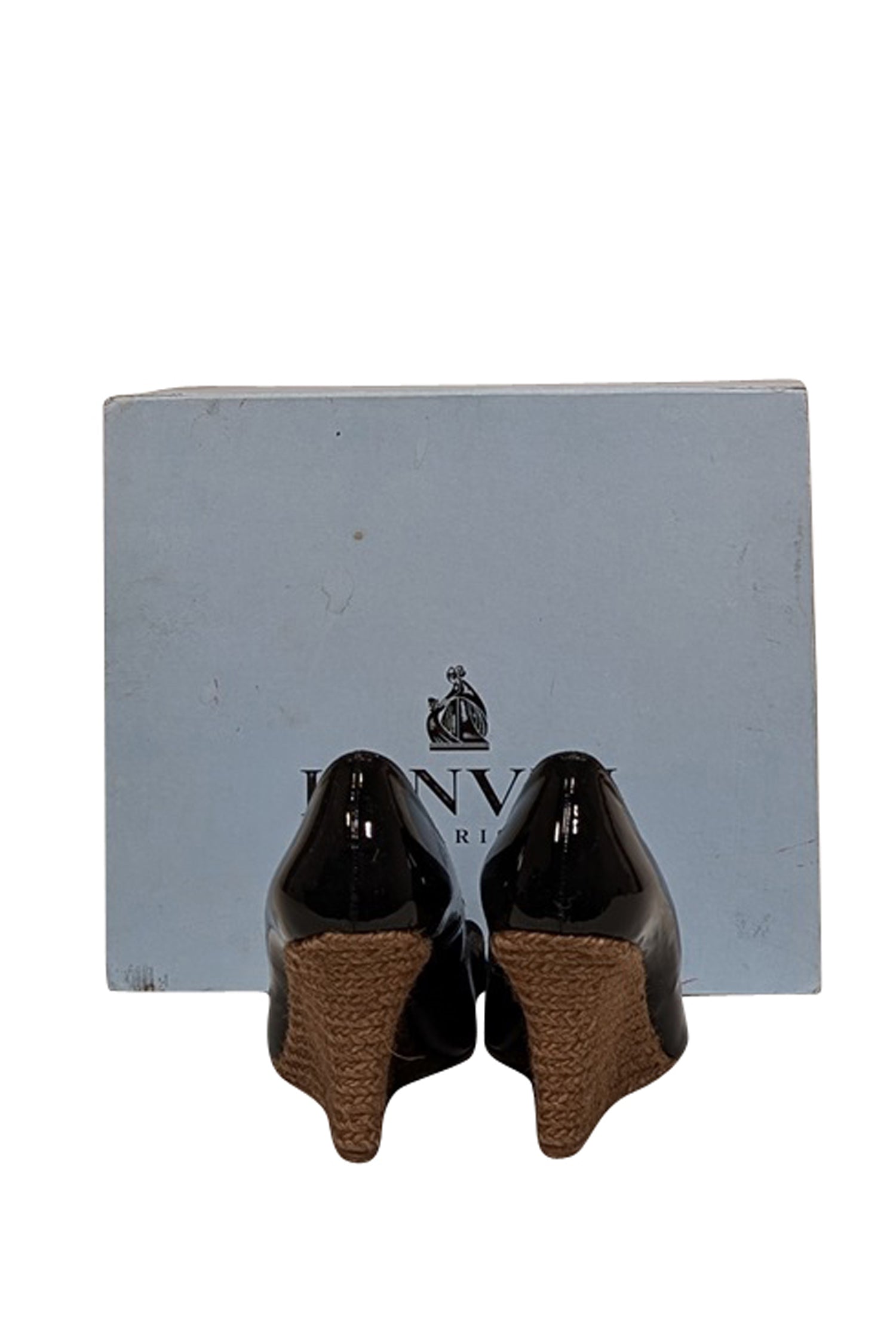 Lanvin Black Patent Leather Espadrille Wedges - Size 8: A Fall Fashion Must-Have!