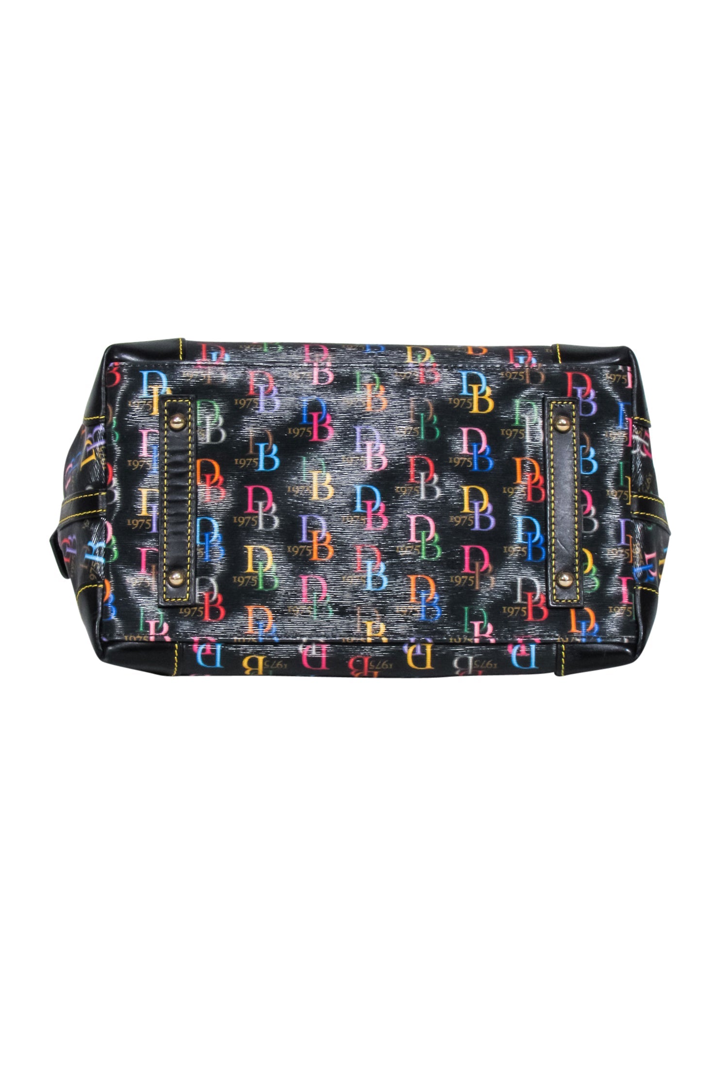 Dooney & Bourke - Stunning Black with Rainbow Monogram Print Satchel