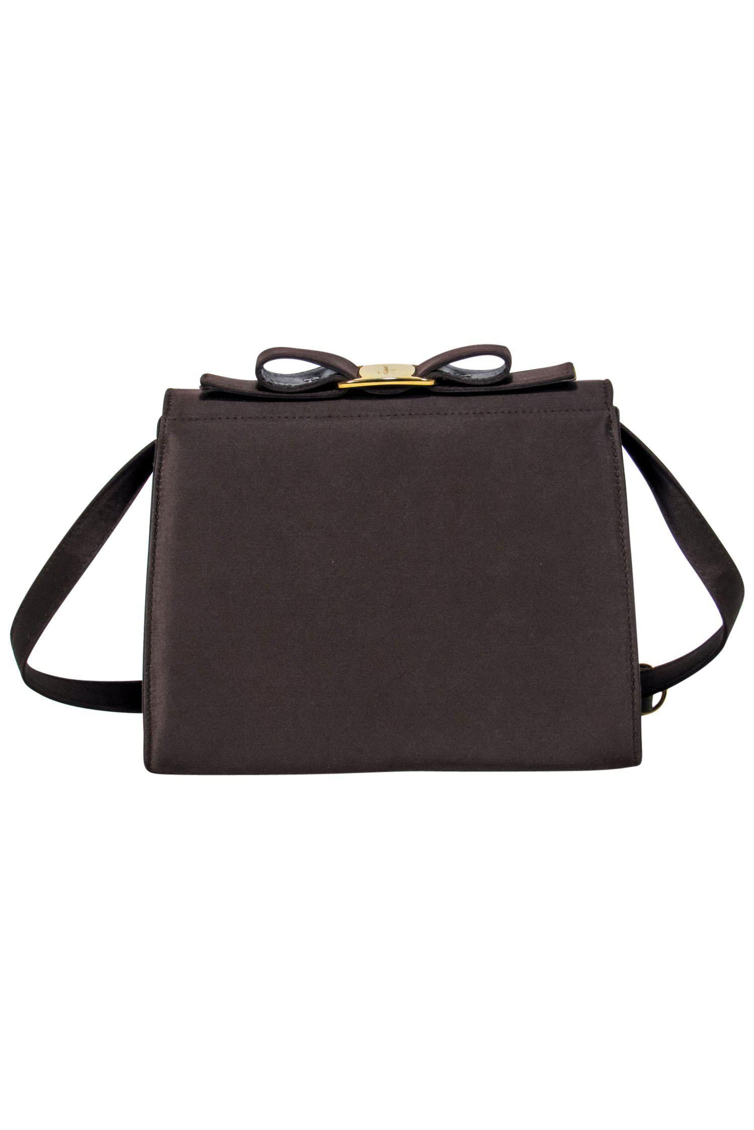 Ferragamo - Stunning Dark Brown Satin Bow Crossbody Bag