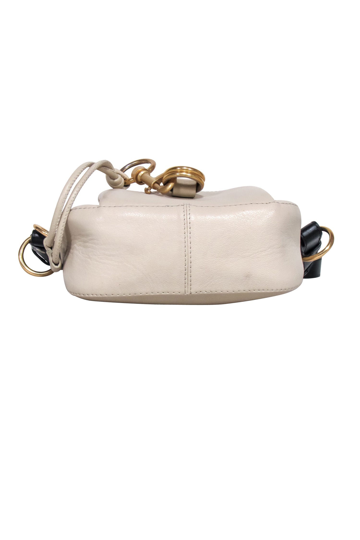 See by Chloe Beige Leather Crossbody Bag with Black Strap
