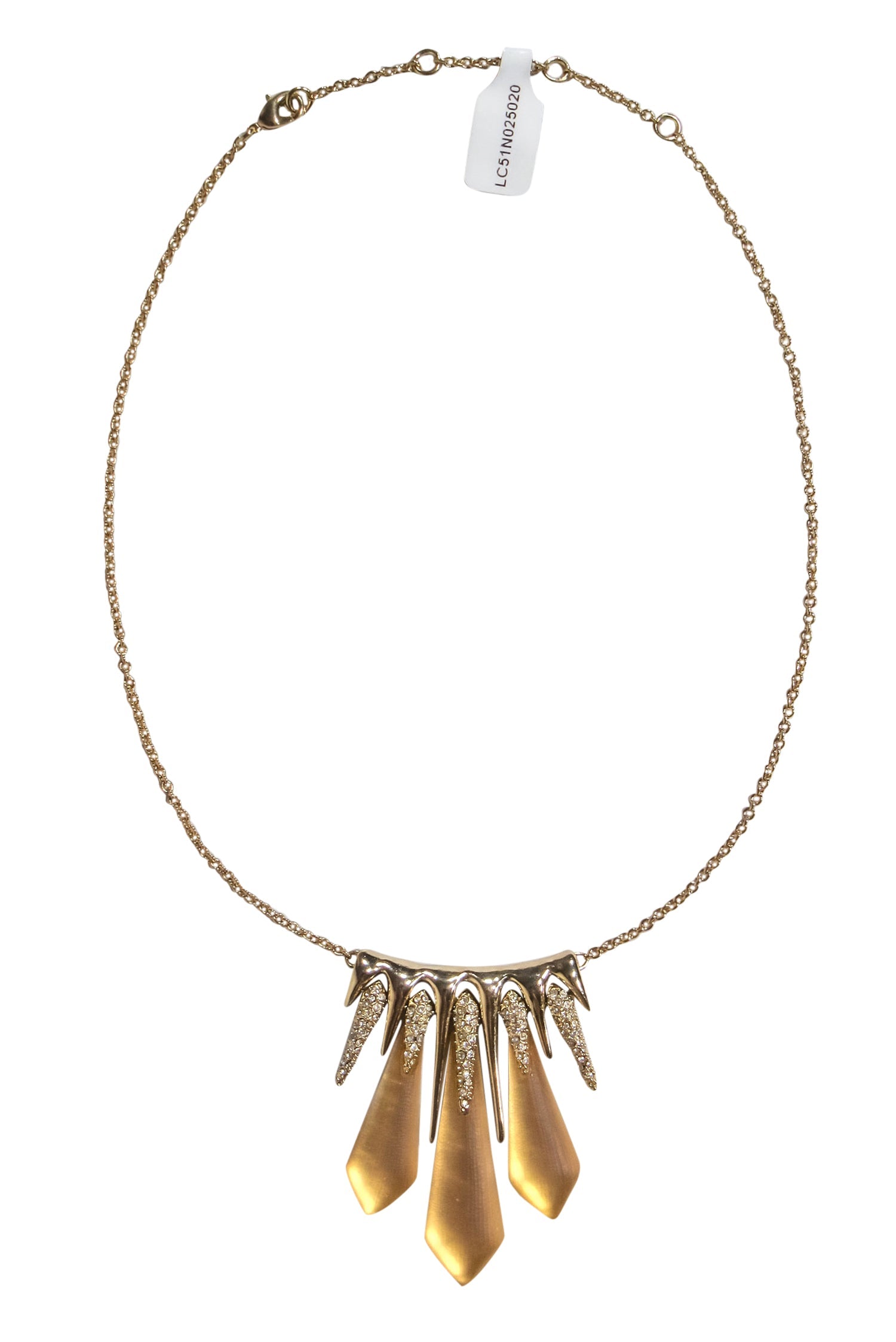 Alexis Bittar - Stunning Golden Pointed Tine Bar Necklace with Spear Crystals