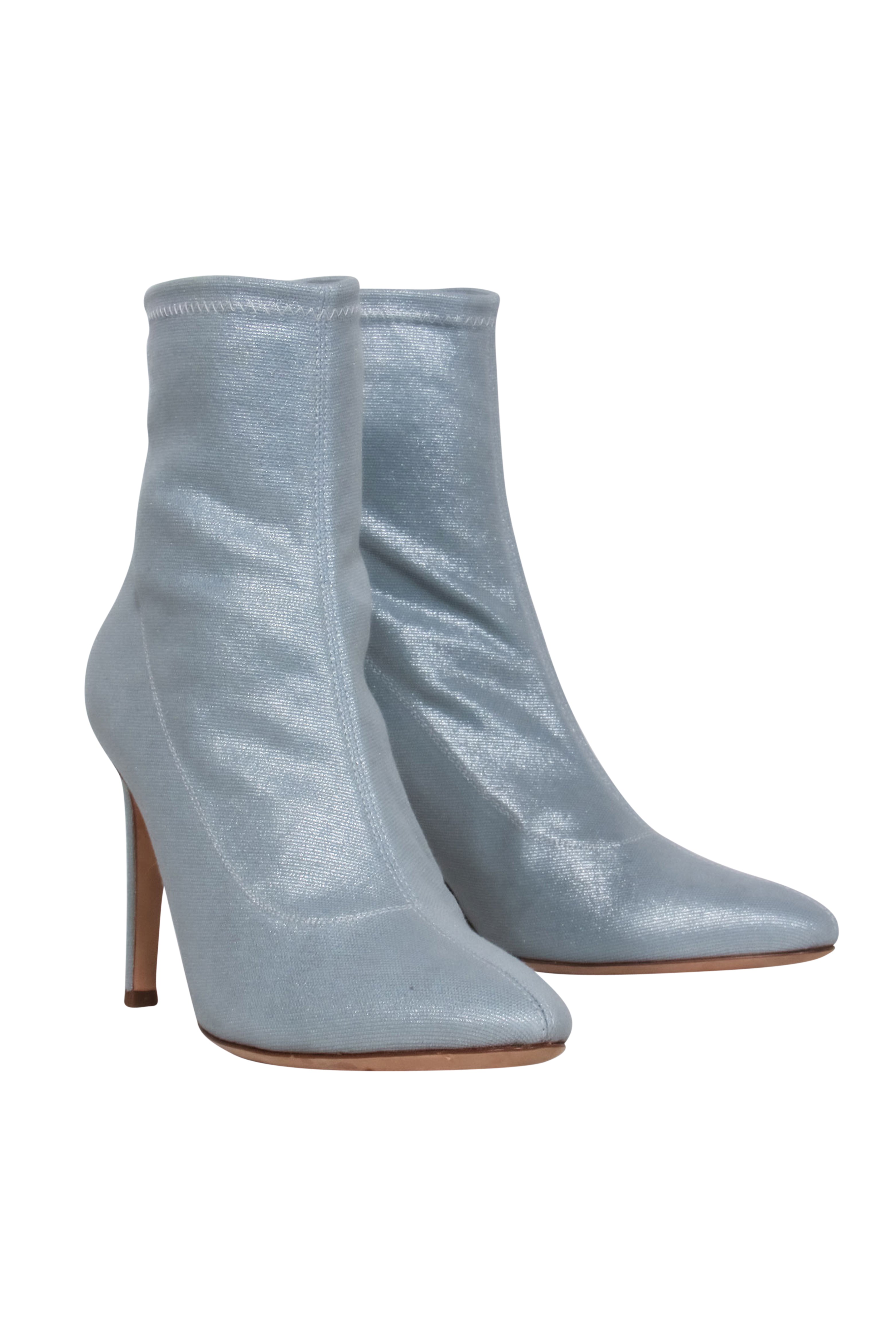 Giuseppe Zanotti Light Blue Shimmery Booties - Size 9 - Perfect for Holiday Magic!