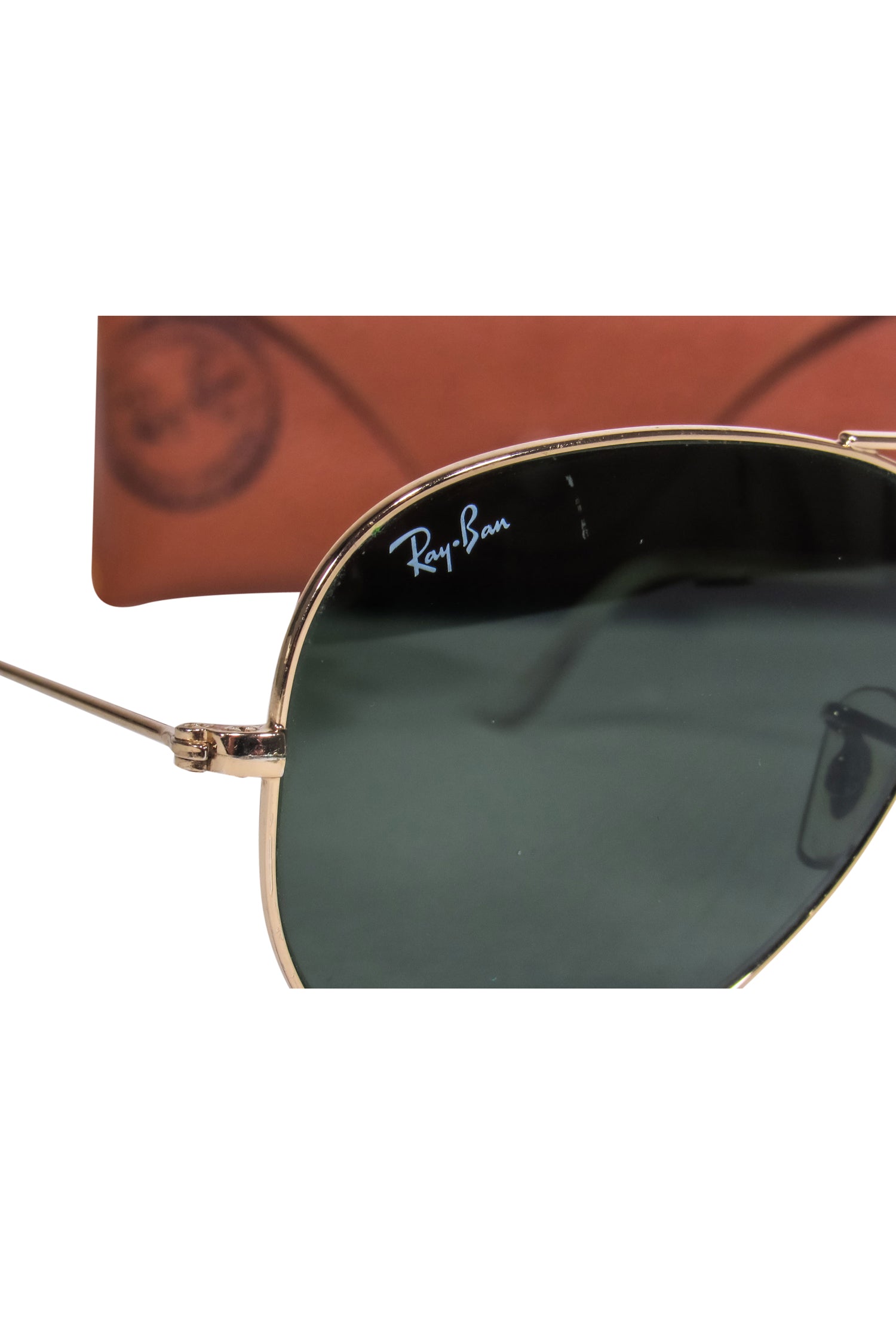 Ray-Ban Gold Aviator Sunglasses with Stunning Greenish Blue Tint