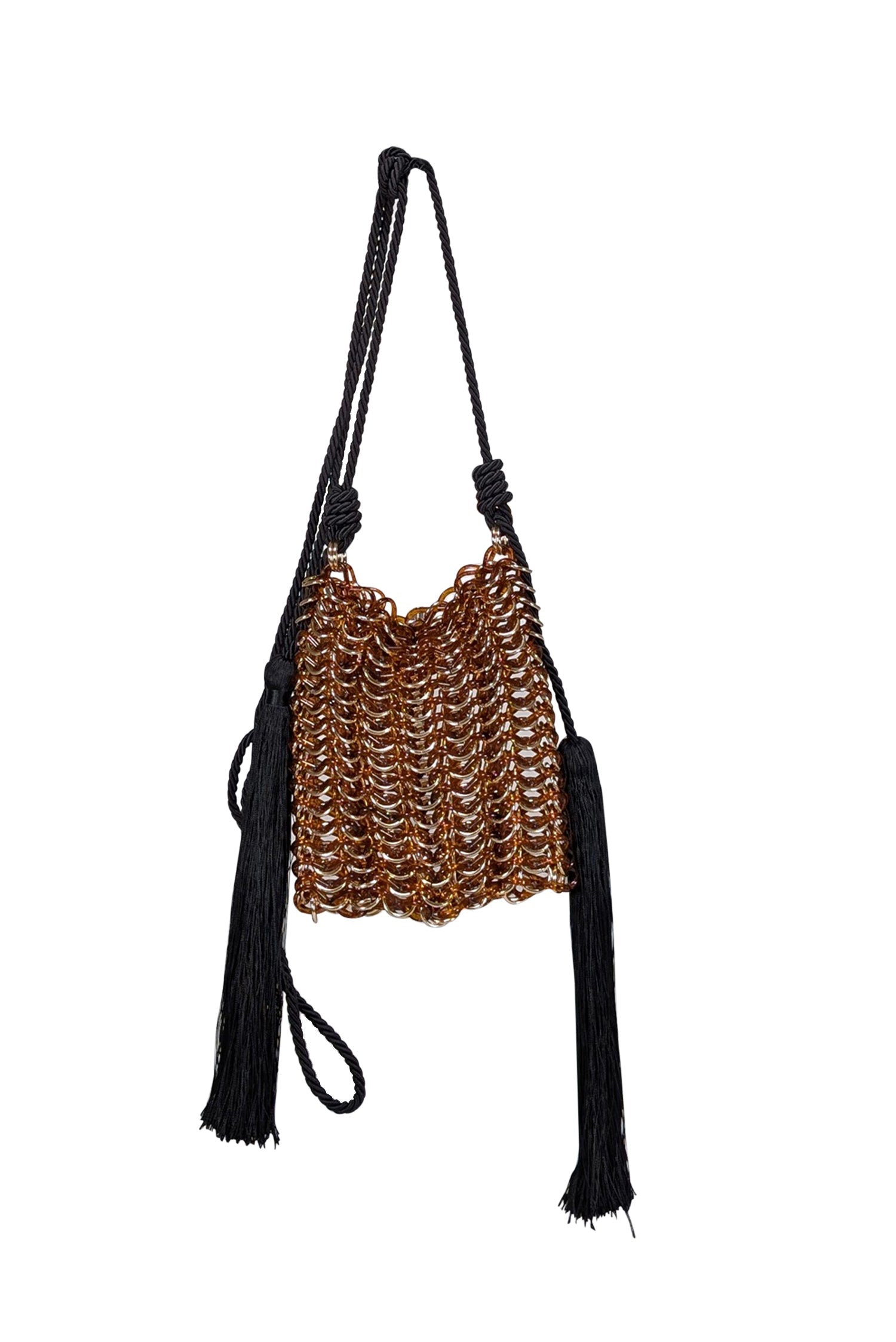 Carolina Santo Domingo - Stunning Brown Resin Luisella Crossbody Bag with Tassels