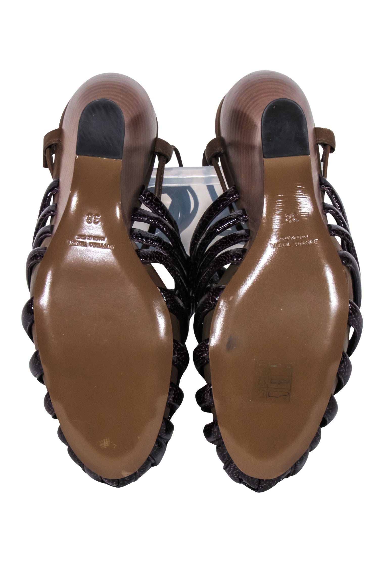 Bottega Veneta - Stunning Brown Patent Leather Wrap - Ankle Wedges, Size 8