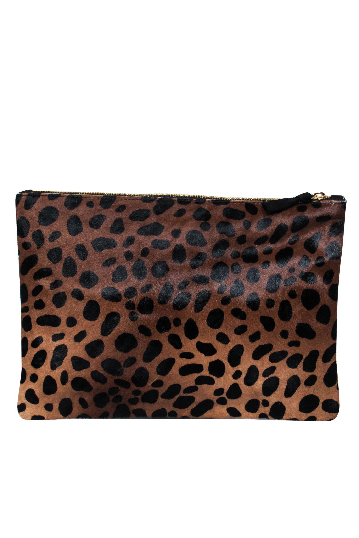 Clare V. - Exquisite Black & Brown Ponyhair Leopard Spotted Zipper Pouch