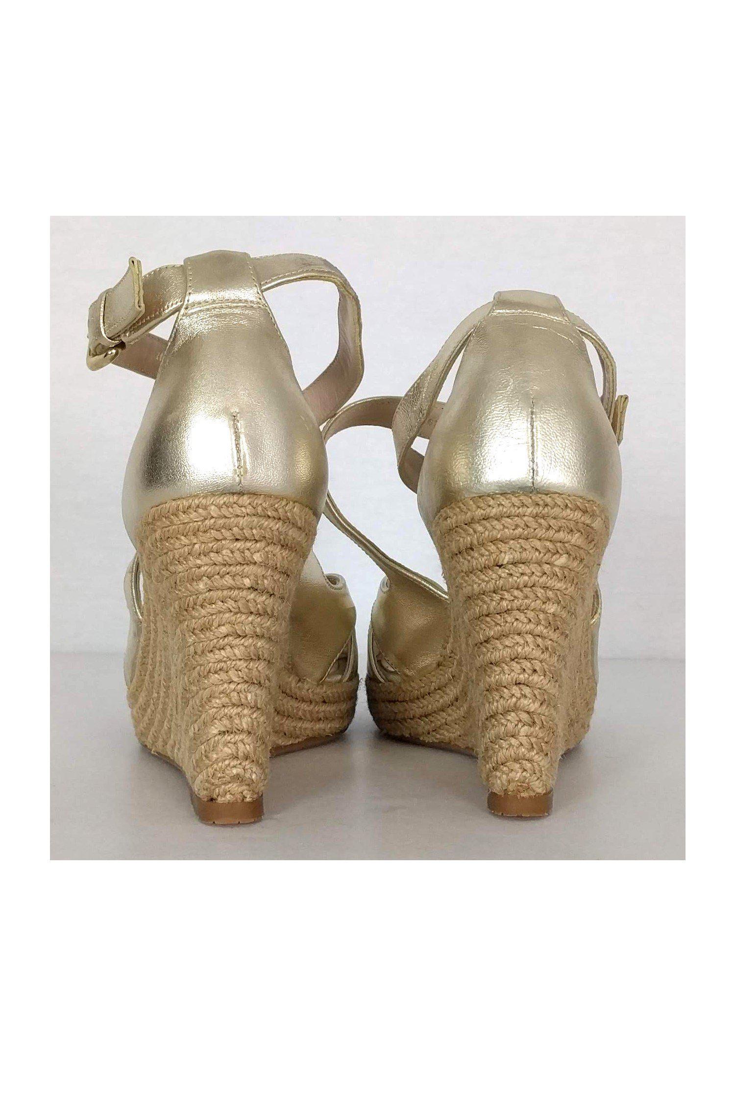 L.K. Bennett Gold Espadrille Wedges - Size 6: Chic Summer Footwear!